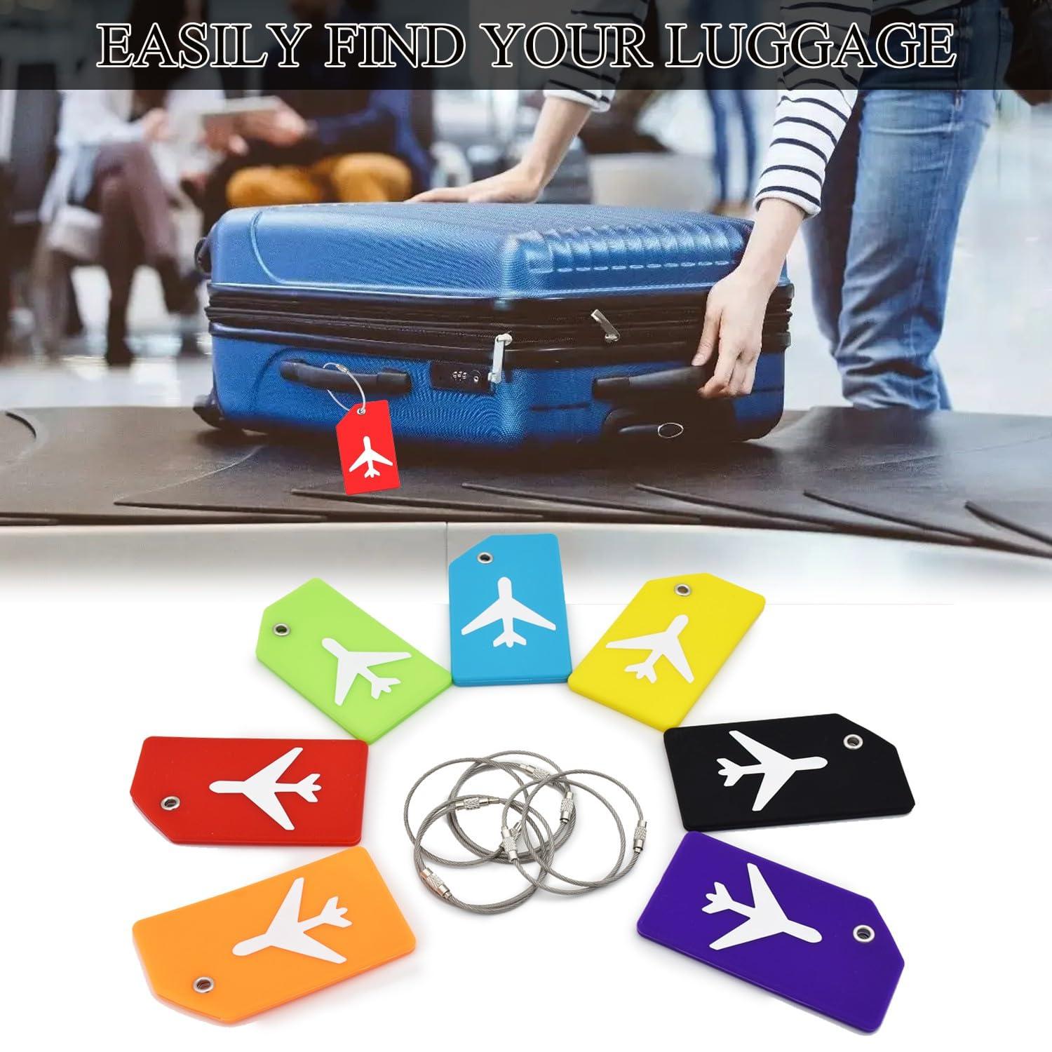 7 Pack Silicone Luggage Tag Baggage Handbag Travel Suitcase Tags with Name ID Card Perfect to Quickly Spot Luggage Suitcase (Multicolor - Image 7