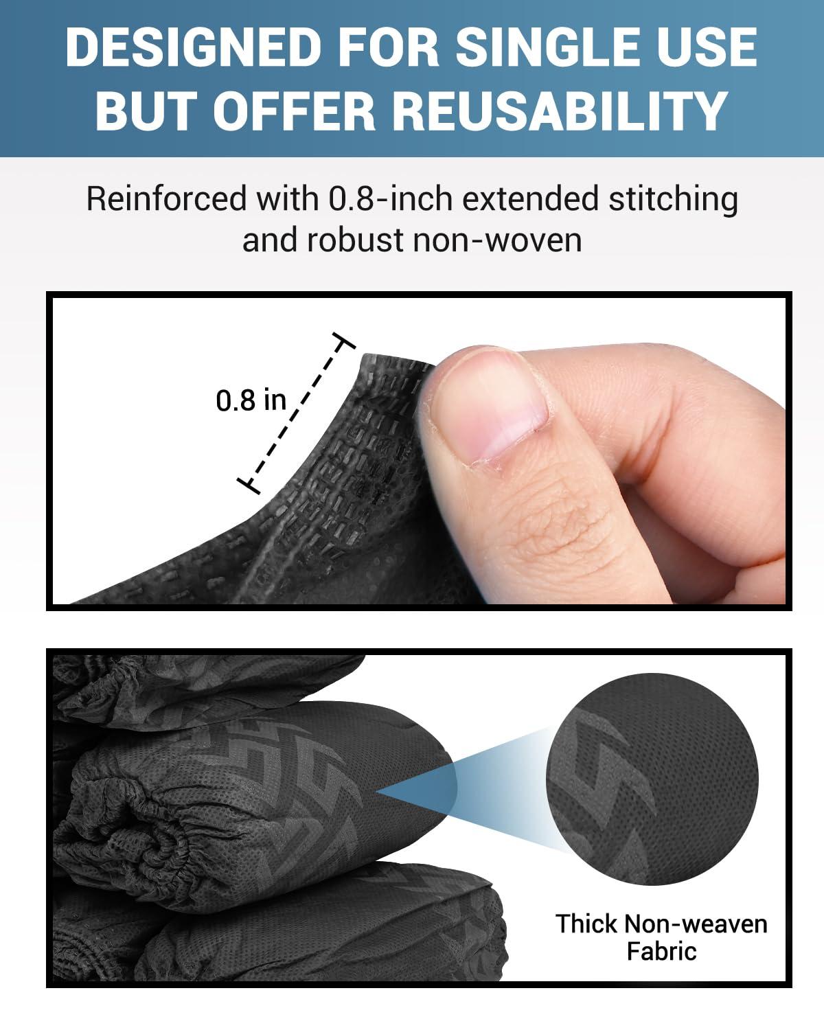 Buself X-Large 100 Count Shoe Covers Disposable Non-Slip, Premium Cloth Boot Covers, Slip-resistant, Durable, Breathable, Non-toxic, Recyclable, Stretchable Fits Up to Size 13 US Men - Black - Image 4