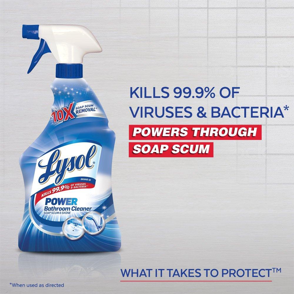 Lysol Power Foaming Cleaning Spray for Bathrooms, Foam Cleaner for Bathrooms, Showers, Tubs, 22oz (Pack of 6) - Image 2