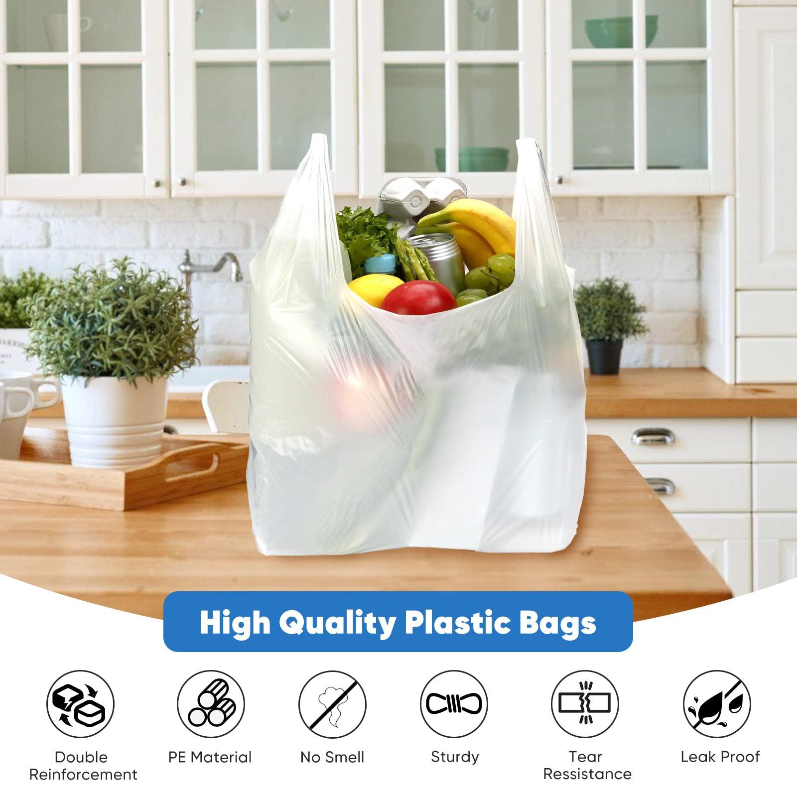 LimonLaviu Plastic Bags - 100 Pack (11.5'x 6.5" x 21') with Handles for Small Business, Restaurants, Grocery & Trash - Image 3
