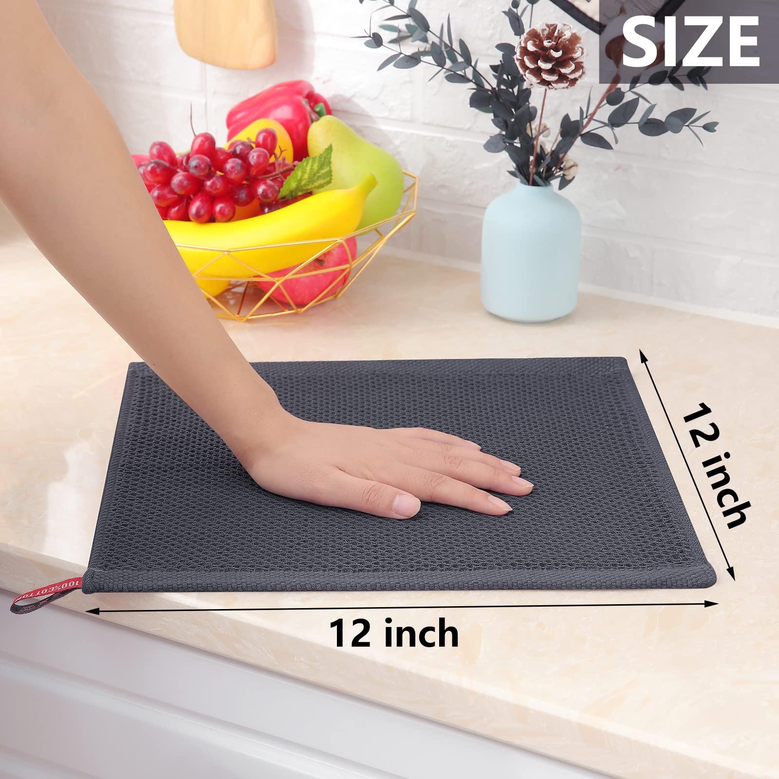 Homaxy 100% Cotton Waffle Weave Kitchen Dish Cloths, Ultra Soft Absorbent Quick Drying Dish Towels, 12 x 12 Inches, 6-Pack, Dark Grey - Image 3