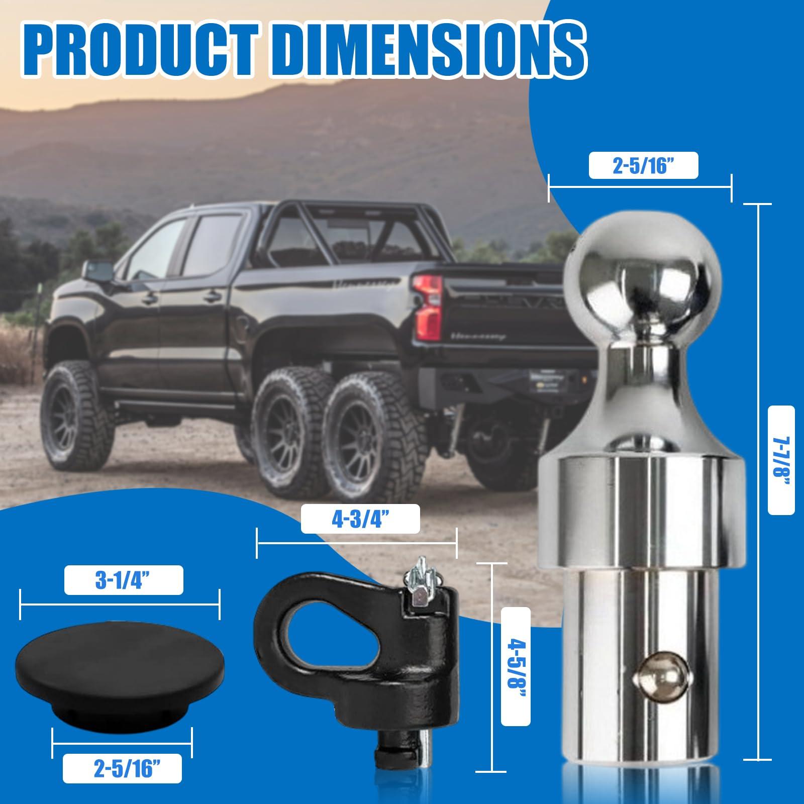 60692 Puck System Gooseneck Hitch Ball Kit, 2-5/16-In Gooseneck Ball, Compatible with 2013-2021 Ford F250 F350 F450, 2016-2020 Chevy Silverado/GMC Sierra/Nissan Titan XD Trucks - Image 4