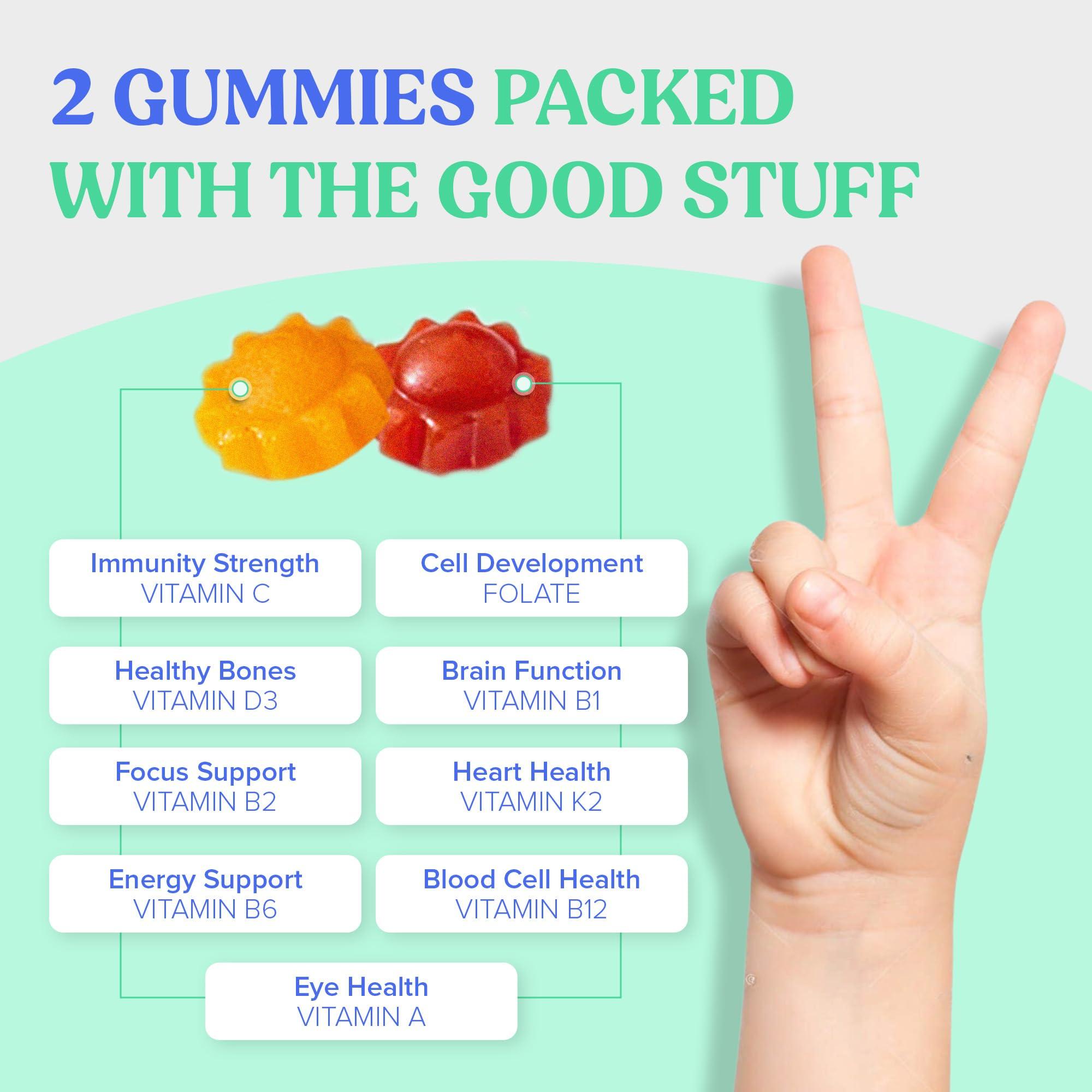 First Day Kids Multivitamin Gummies Age 4+, Strawberry & Orange - Kids Vitamins Multivitamin Gummy A C D3 K2 B1 B2 B6 B12 Folate, Immunity & Brain Function, Vegan - 30 Day Supply, Packaging May Vary - Image 3