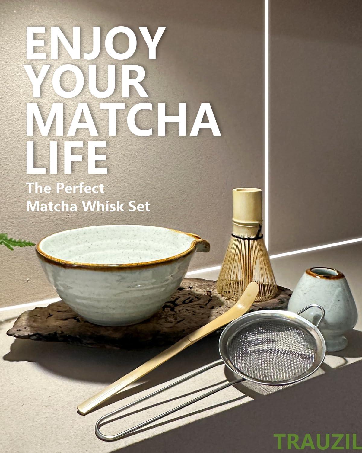 Taruzil Matcha Whisk Set with Matcha Bowl, Matcha Bamboo Whisk, Scoop, Sifter, Matcha Whisk Holder Unique Gifts for Women Men Girl Friend Home Kitchen Decor Gifts for Christmas, Birthday,Halloween - Image 2