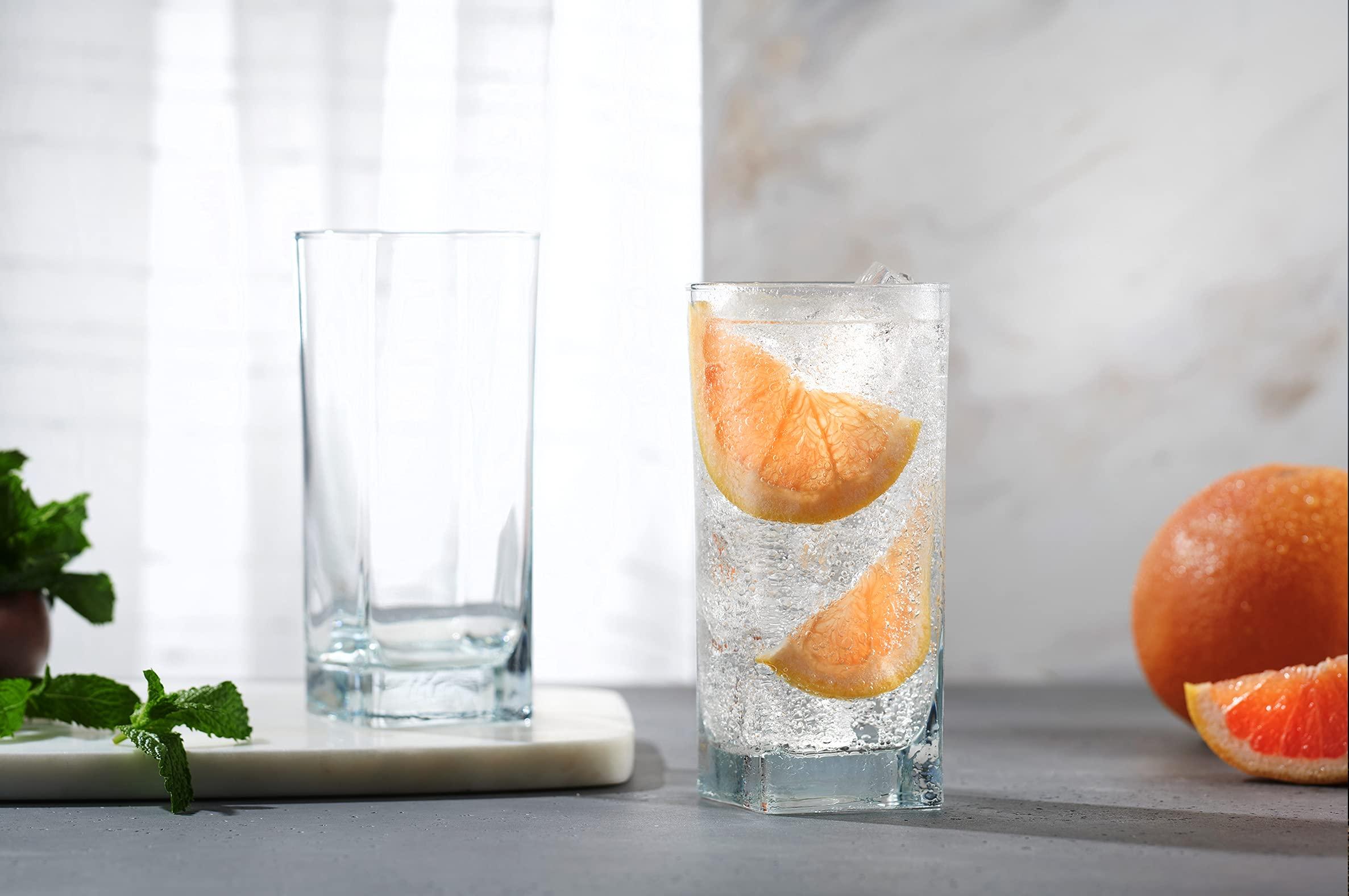 Home Essentials & Beyond Highball Glasses 16 Oz. Set of 4 Tall Square Glass Cups Premium Quality Beverage Cooler Glassware. Uses for Bar Glasses, Water, Juice, and Cocktails. - Image 2