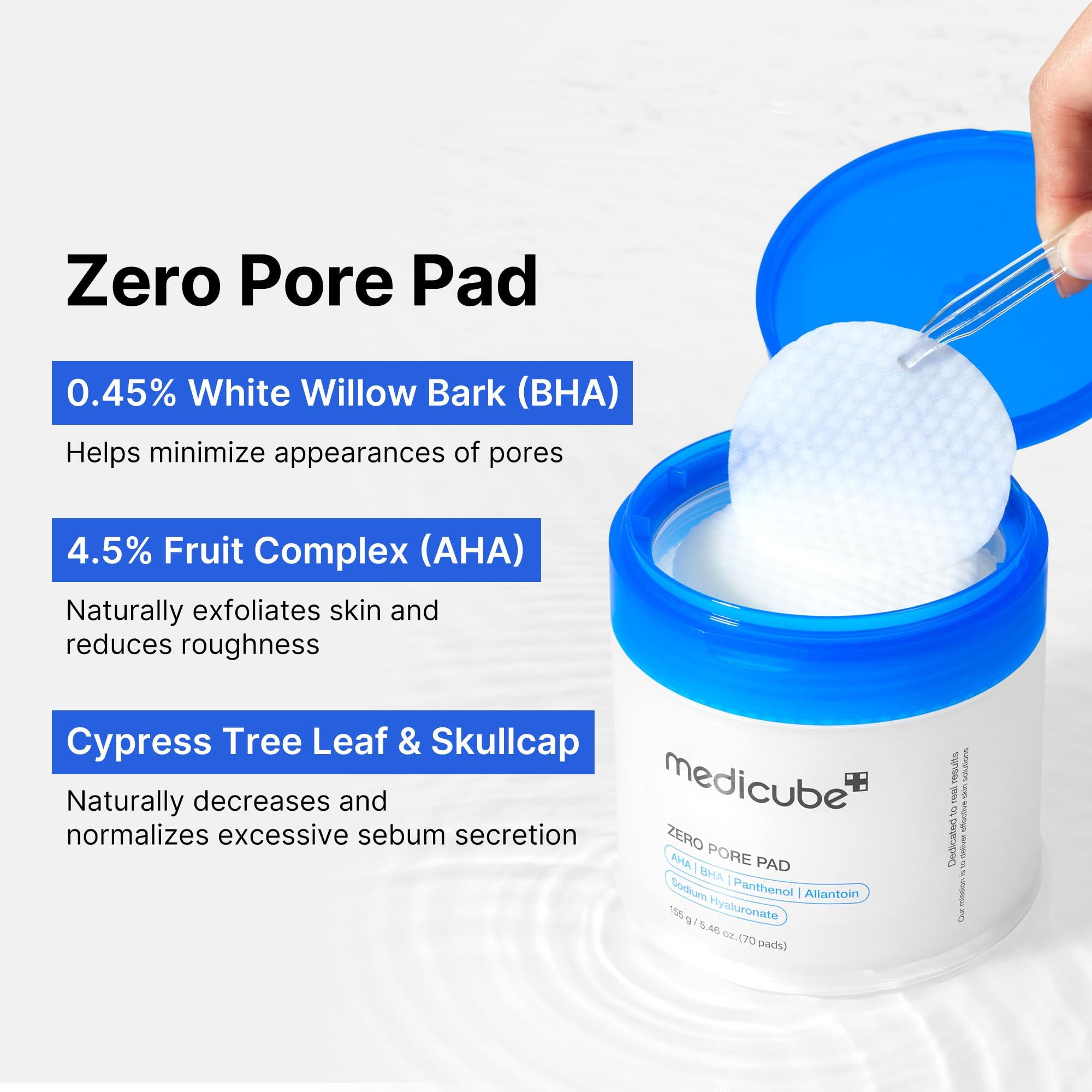 Medicube Zero Pore Pads 2.0, Dual-Textured Facial Toner Pads for Exfoliation and Pore Care with 4.5% AHA Lactic Acid & 0.45% BHA Salicylic Acid, Ideal for All Skin Types, Korean Skin Care (70 units) - Image 5