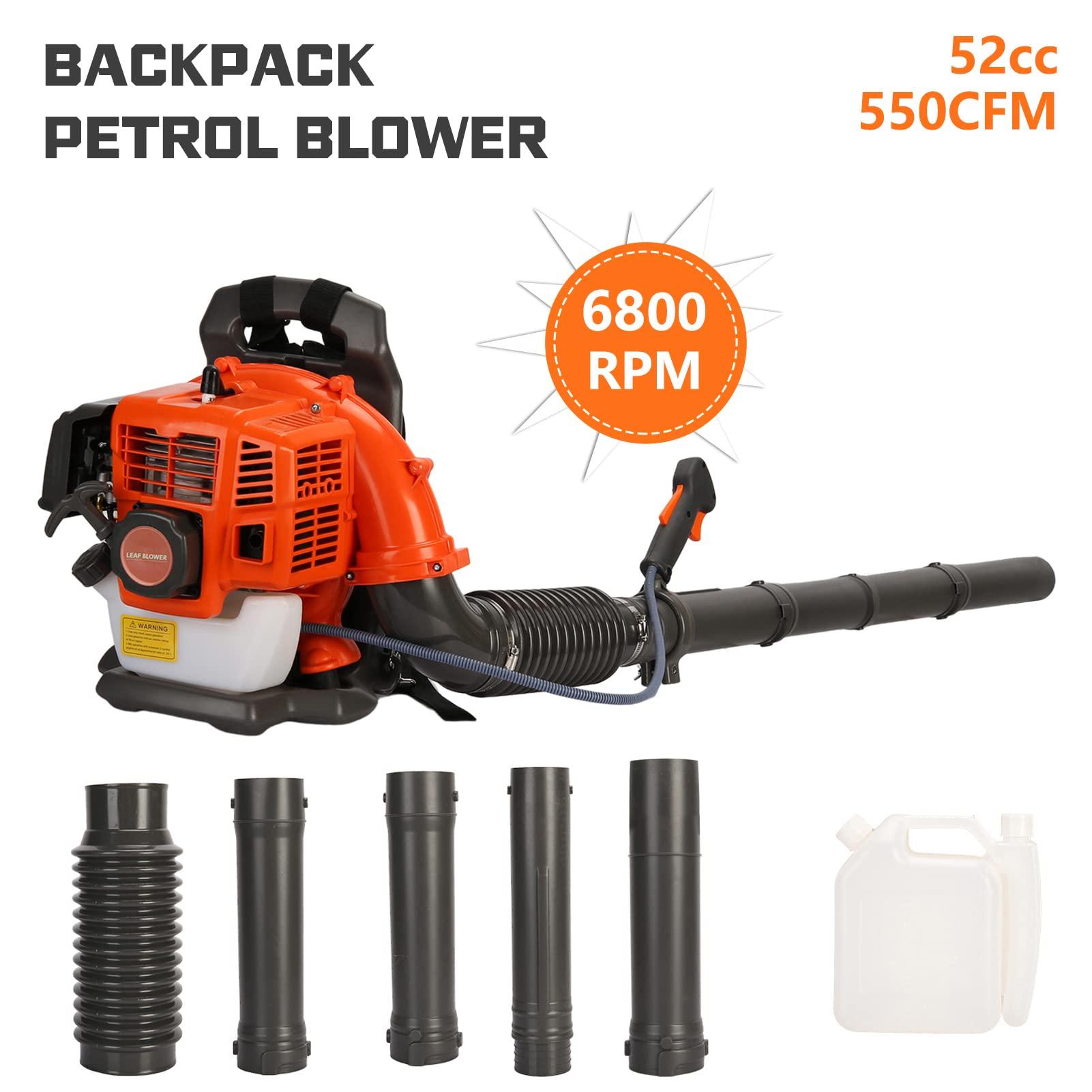 Backpack Gas Powered Leaf Blower, 52CC 550CFM 3HP 2 Stroke Grass Lawn Blower Air Cooling Gasoline Backpack Grass Blower with Air-Cooled, Snow Blower for Outdoor (550CFM 52CC) - Image 4