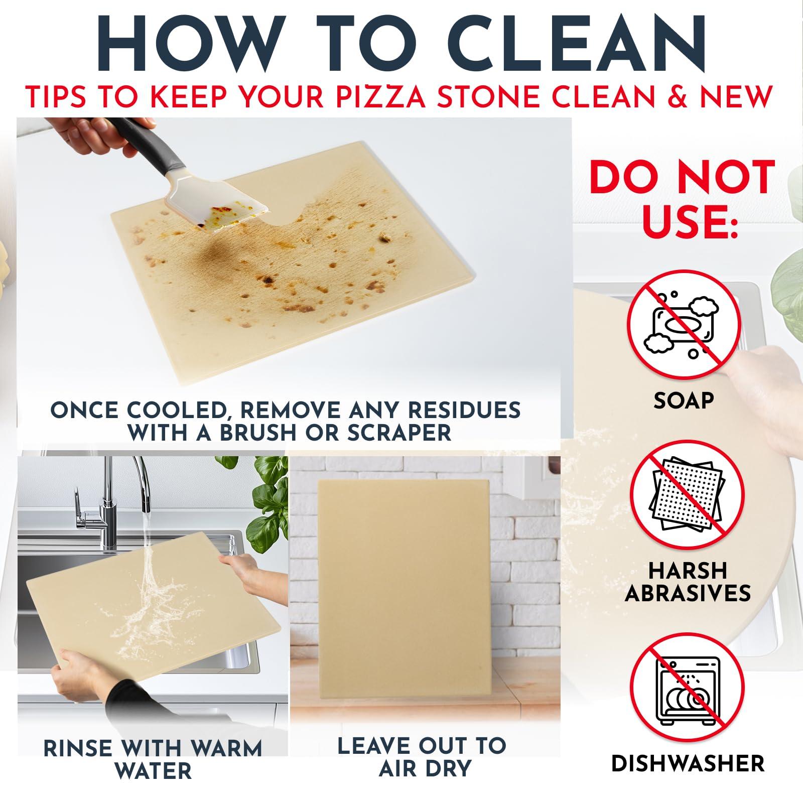 Crack-Resistant, Easy-to-Clean Pizza Stone for Oven Set – 15 x 12 inch Pizza Stone for Grill, Even Heating for Perfect Crispy Crusts! Pizza Making Accessories - Image 5