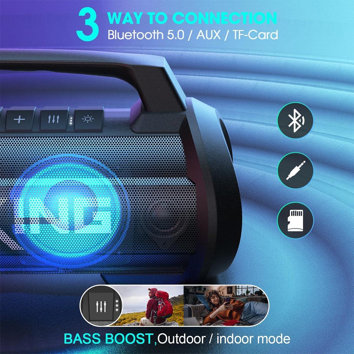 W-KING Portable Speakers Bluetooth Wireless, 120W Max Loudest Bluetooth Speaker, IPX6 Waterproof Outdoor Speaker with 70W Deep Bass/2*Subwoofer/DSP/EQ/42H/LED/MAC-in/Power Bank, Large Party Boombox - Image 7