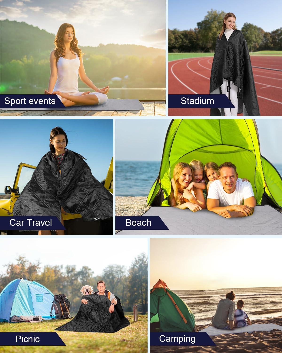 JOYLAMA Outdoor Camping Blanket, Fleece Waterproof Stadium Blanket with Portable Bag, Lightweight for Cold Weather, Sports, Pet, Beach, Picnic, Stadium, Travel, Car, 79 * 54inch - Image 7