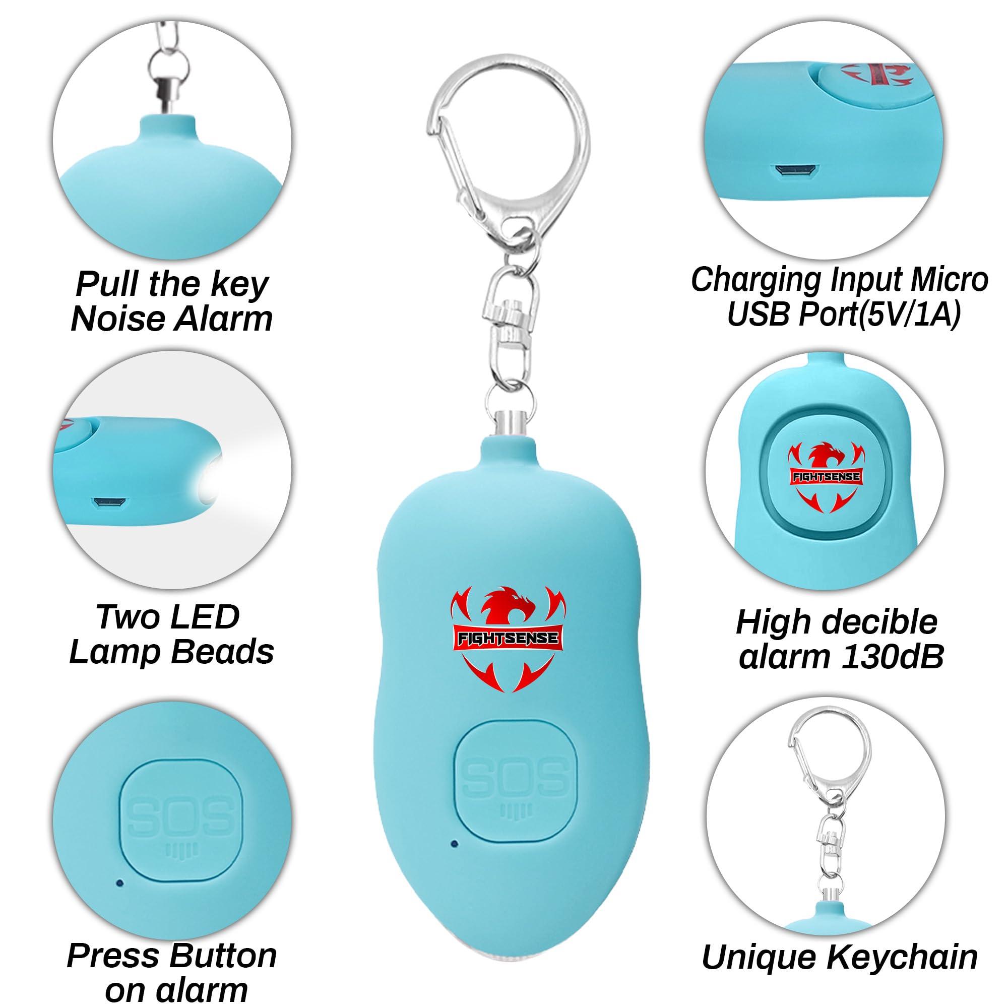 Fightsense Personal Alarm Keychain with Snap Hook, 130dB Siren Safety Alarm for Women LED Light (300m Audible) (Cyan) - Image 2