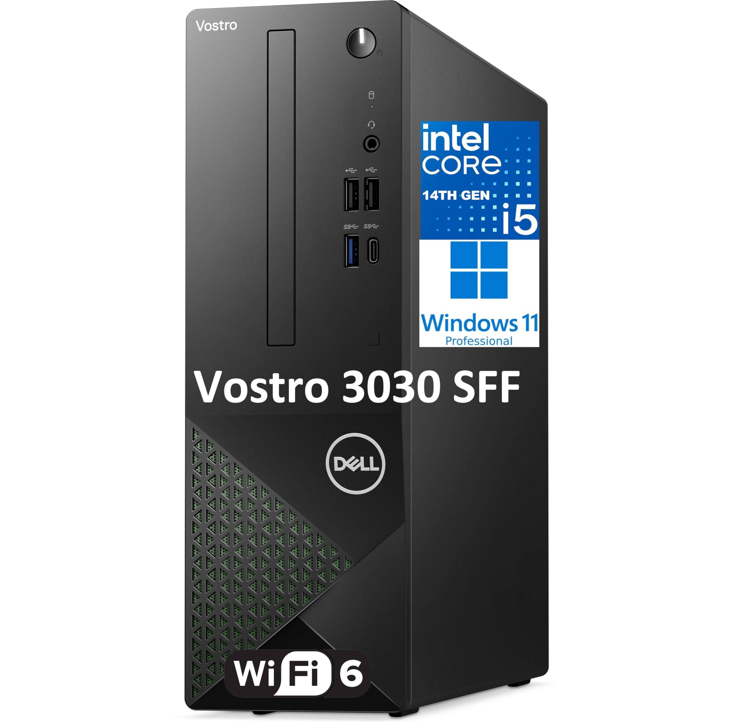 Dell Vostro 3030s Small Desktop Computer, Intel Core i5-14400 Processor, 16GB DDR5 RAM, 512GB PCIe SSD, WiFi 6, Bluetooth, Type-C, DisplayPort, HDMI, KB and Mouse, Windows 11 Pro SFF Small Form Factor