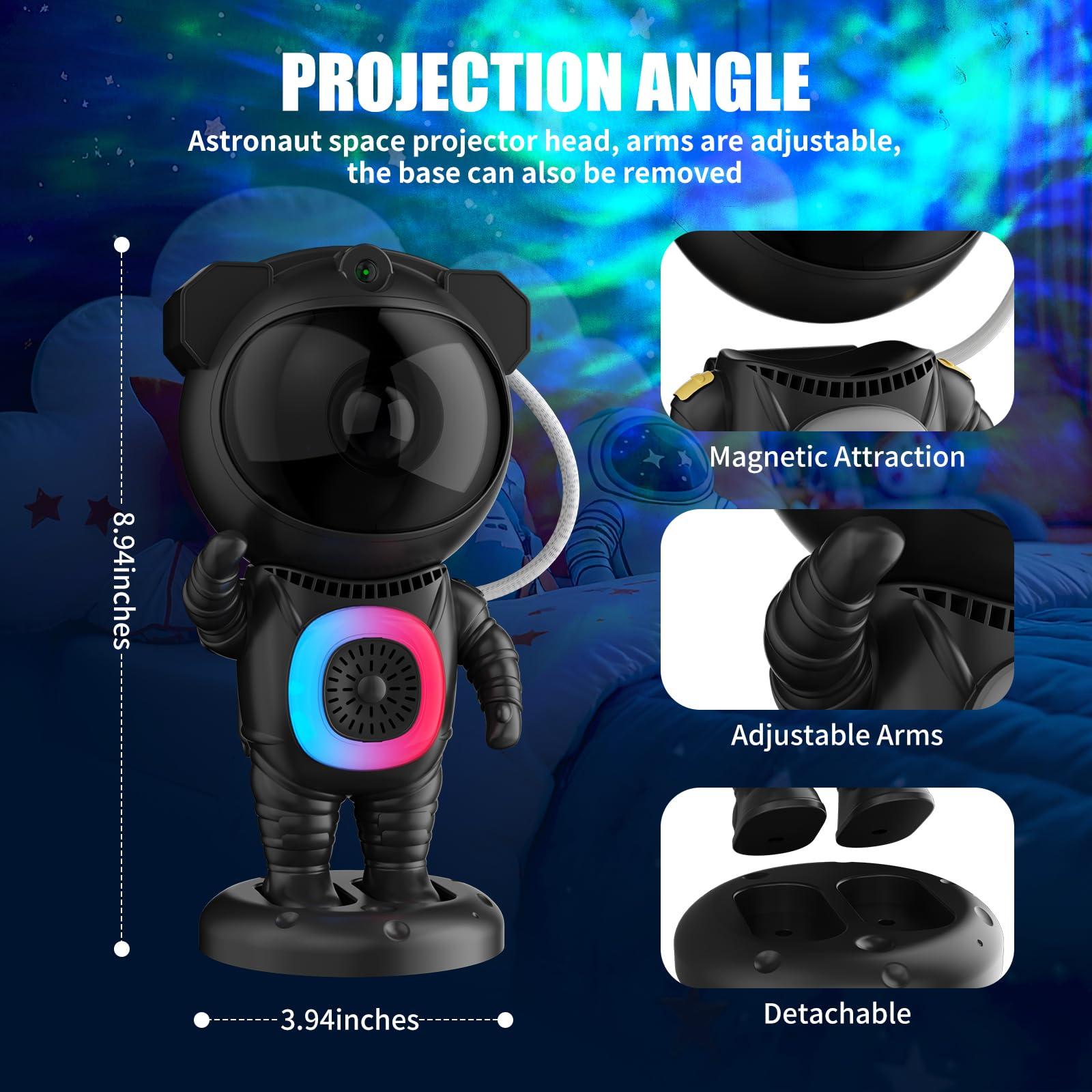 Astronaut Galaxy Projector,Space Projector,with Bluetooth Speaker and Remote Control,360° Adjustable Angle,Spaceman Star Kids Night Light, for Bedroom Ceiling Adult Birthday Valentine's Day (Black) - Image 4