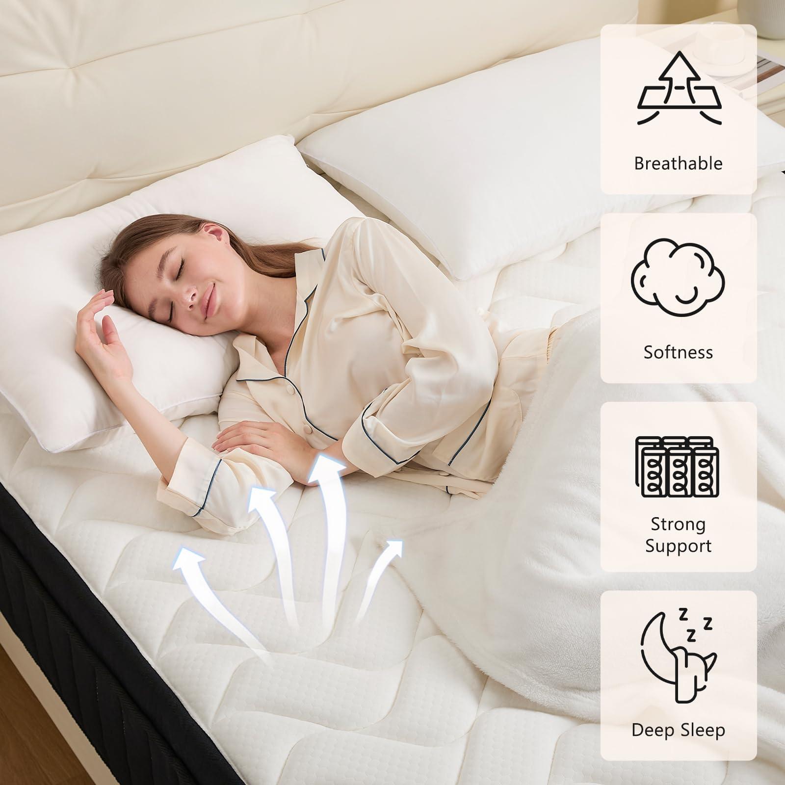 Queen Mattress 12 Inch Hybrid Mattresses with Memory Foam - Mattress in a Box with Individual Pocket Spring - Medium Firm Sleep Support Pressure Relief CertiPUR-US Certified 12 Inch Queen - Image 5