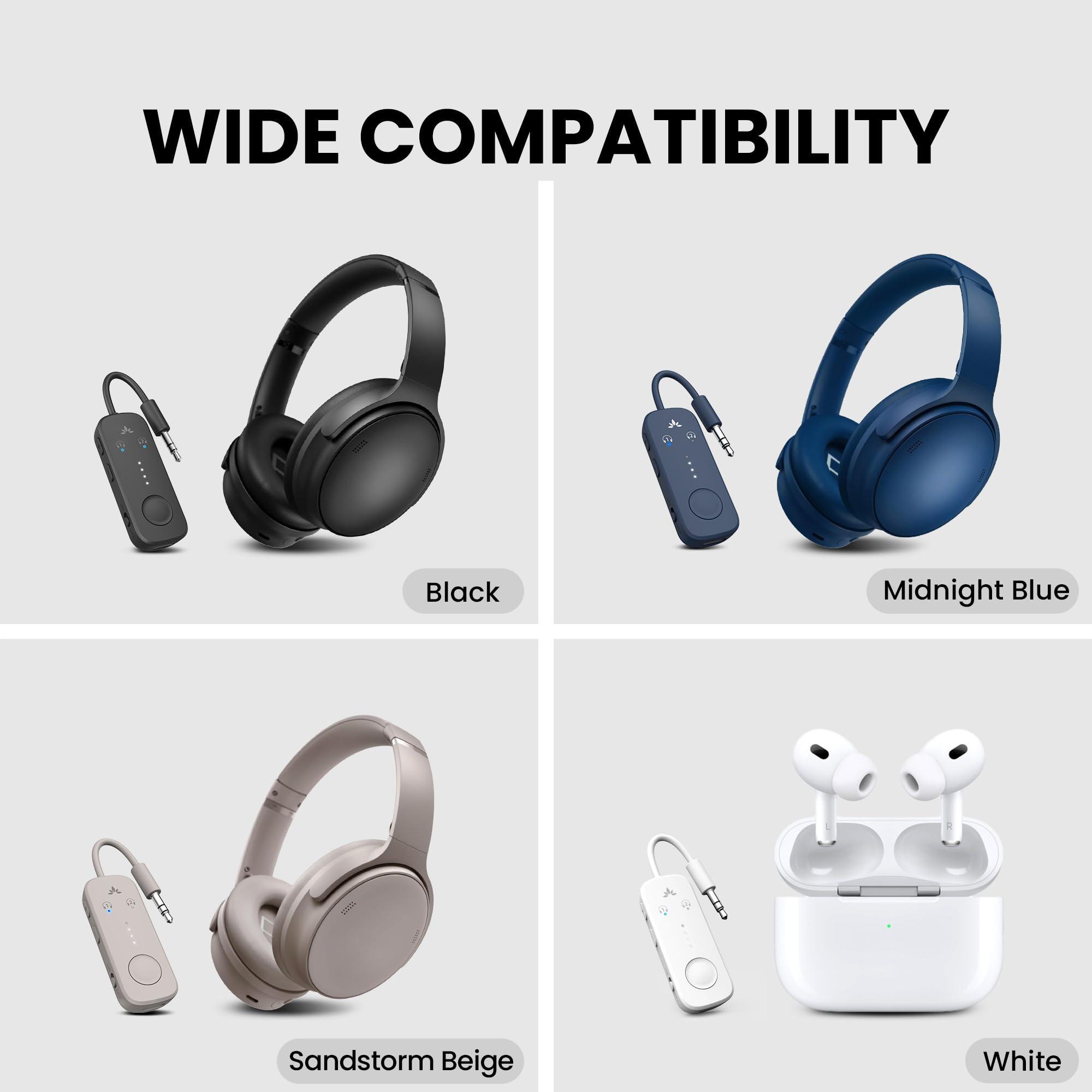 Avantree Relay - Airplane Bluetooth 5.3 Adapter with Qualcomm aptX Adaptive, Supports 2 AirPods or Headphones, 20Hr Playtime, 3.5mm AUX Wireless Audio Transmitter for Travel Flight, Airline, Gym - Image 5