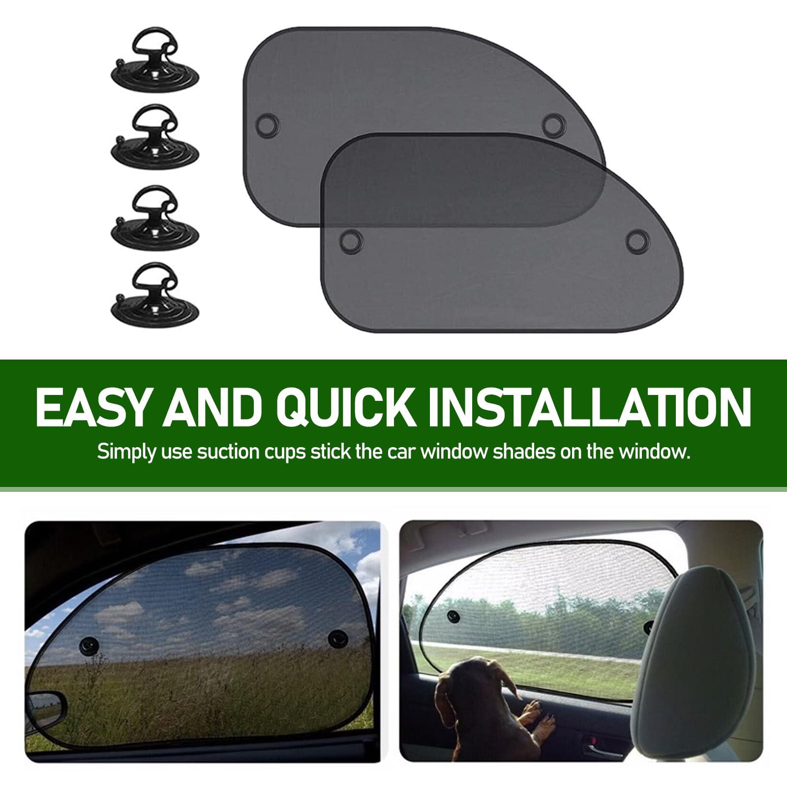 Tesnaao 2 PCS Car Side Window Sun Shade with Suction Cup, 26In x 15In Vehicle Window Covers, Universal Automotive Window Thermal Protectors Accessories for Truck SUV Car (Black) - Image 7