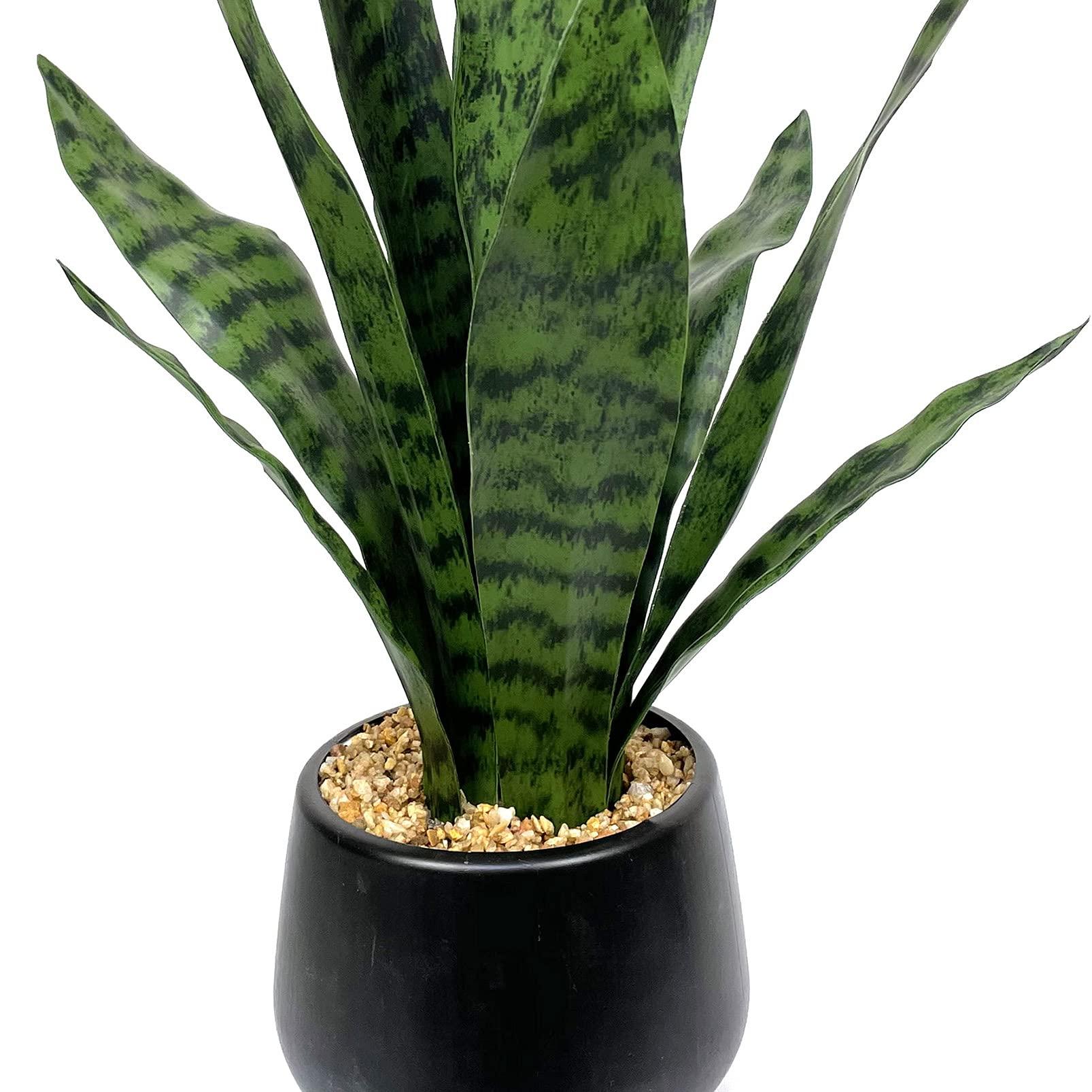 Ollain Artificial Snake Plant with Potted 23.6" Fake Plastic Sansevieria Faux Plants in Pot for Outdoor Window Box Verandah Planter Indoor Outside Home Garde Office Room Gardening Decoration - Image 4