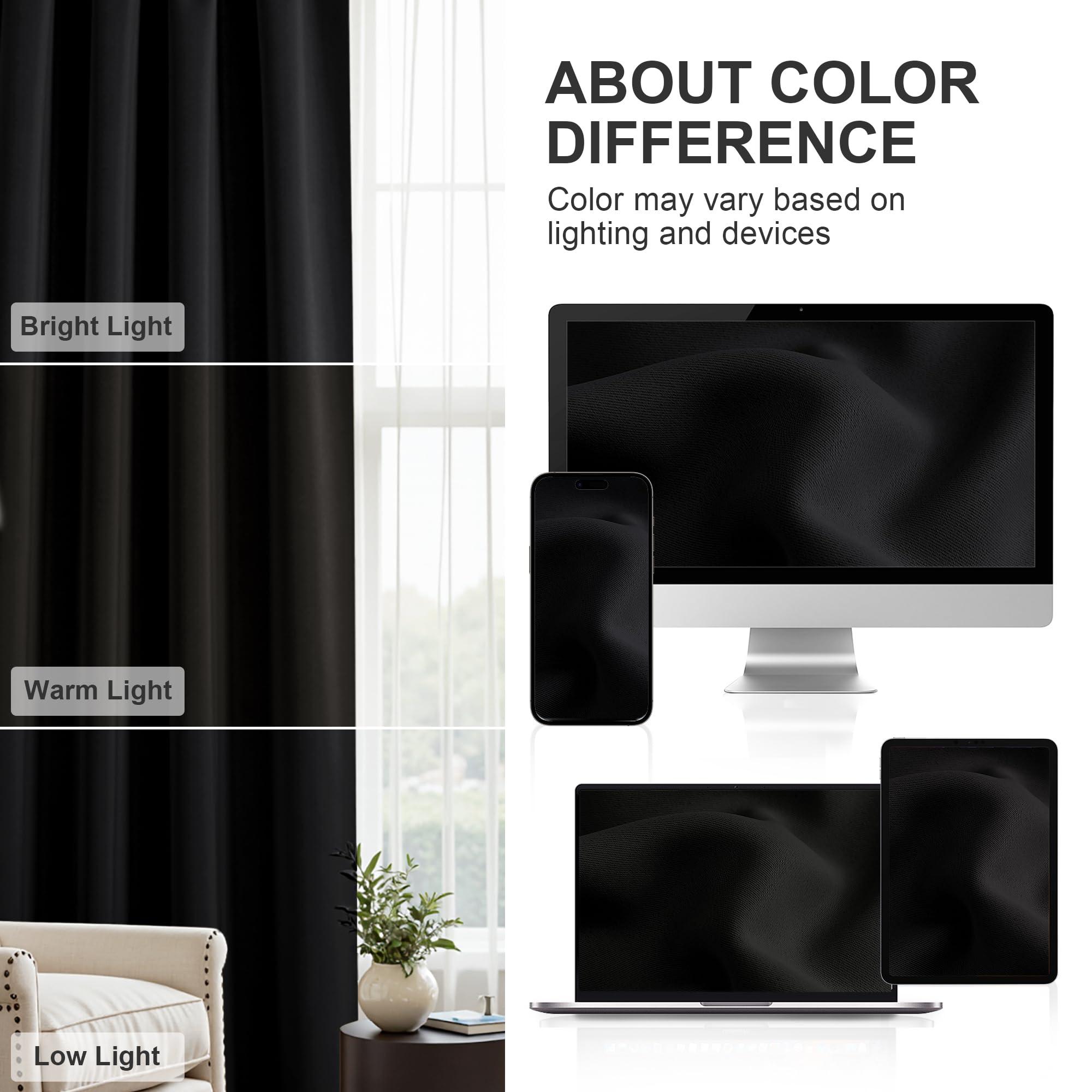 PONY DANCE Short Blackout Curtains for Kitchen Over Sink 45 inch Long, Thermal Insulated Black Out Curtain for Bedroom, Rod Pocket Drapes for Bathroom Small Window(2 Panels Set, Black, 42 inches Wide) - Image 8