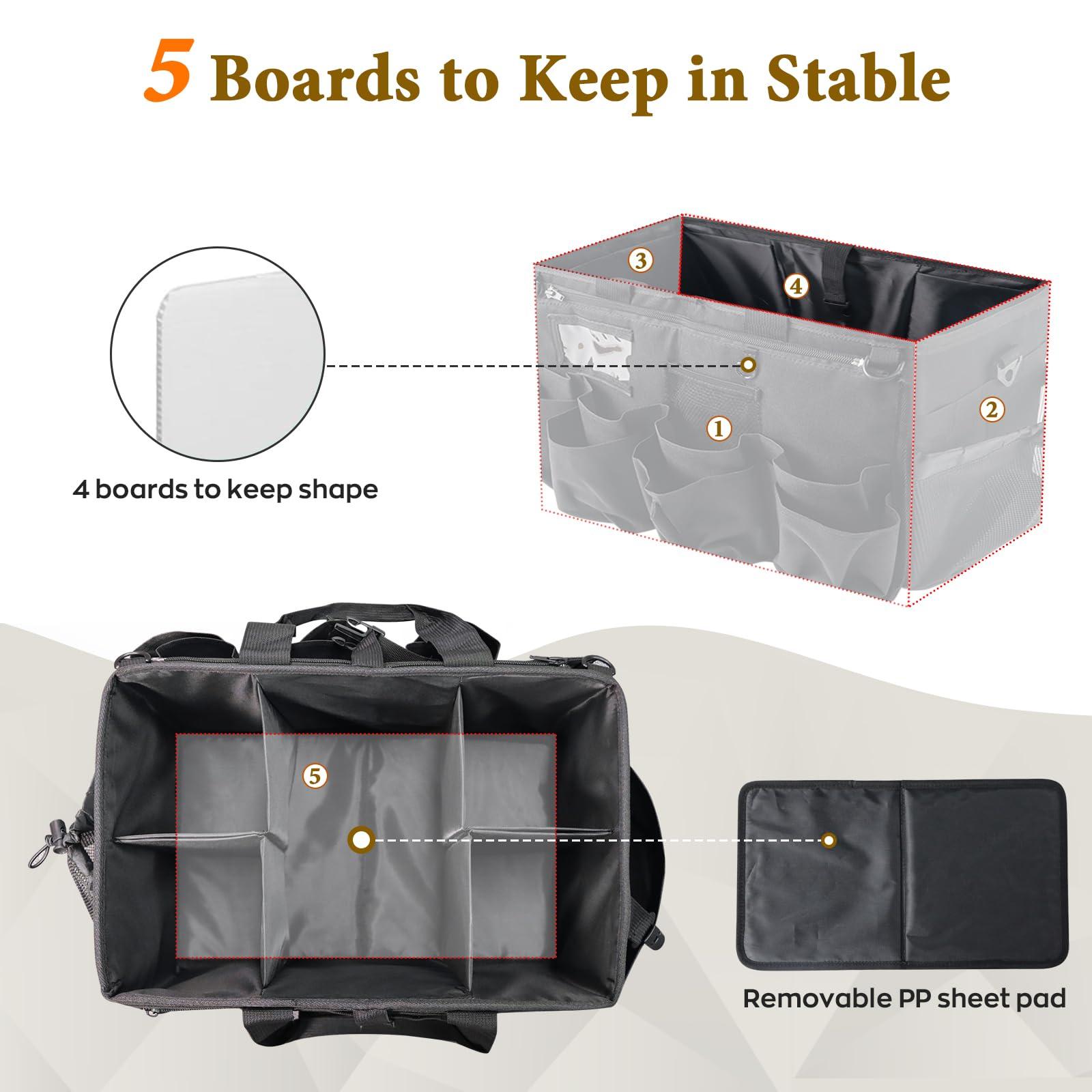 Rolling Cleaning Caddy Bag with Detachable Trolley, Multi-Functional Portable Cleaning Cart Supplies Organizer for Housekeeping and Domestic Cleaning, Cleaning Caddy with Wheels, Black - Image 4
