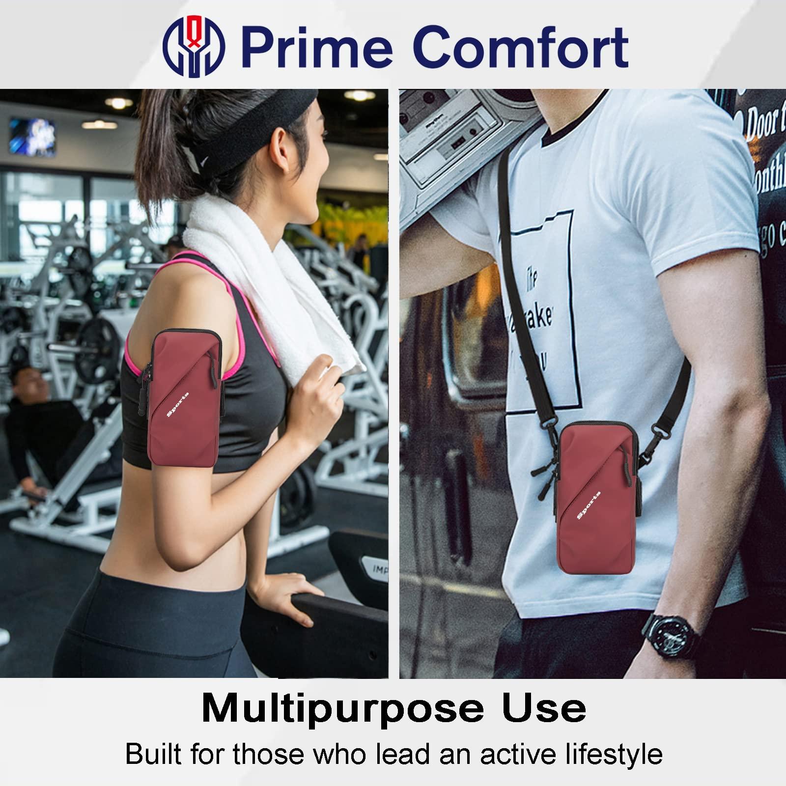 Prime Comfort Cell Phone Holder, Small Crossbody Shoulder Holsters Bag with Arm Band, Fits iPhone and Android, Use for Running, Walking, Hiking & Biking (6.7 Inches, Red) - Image 6