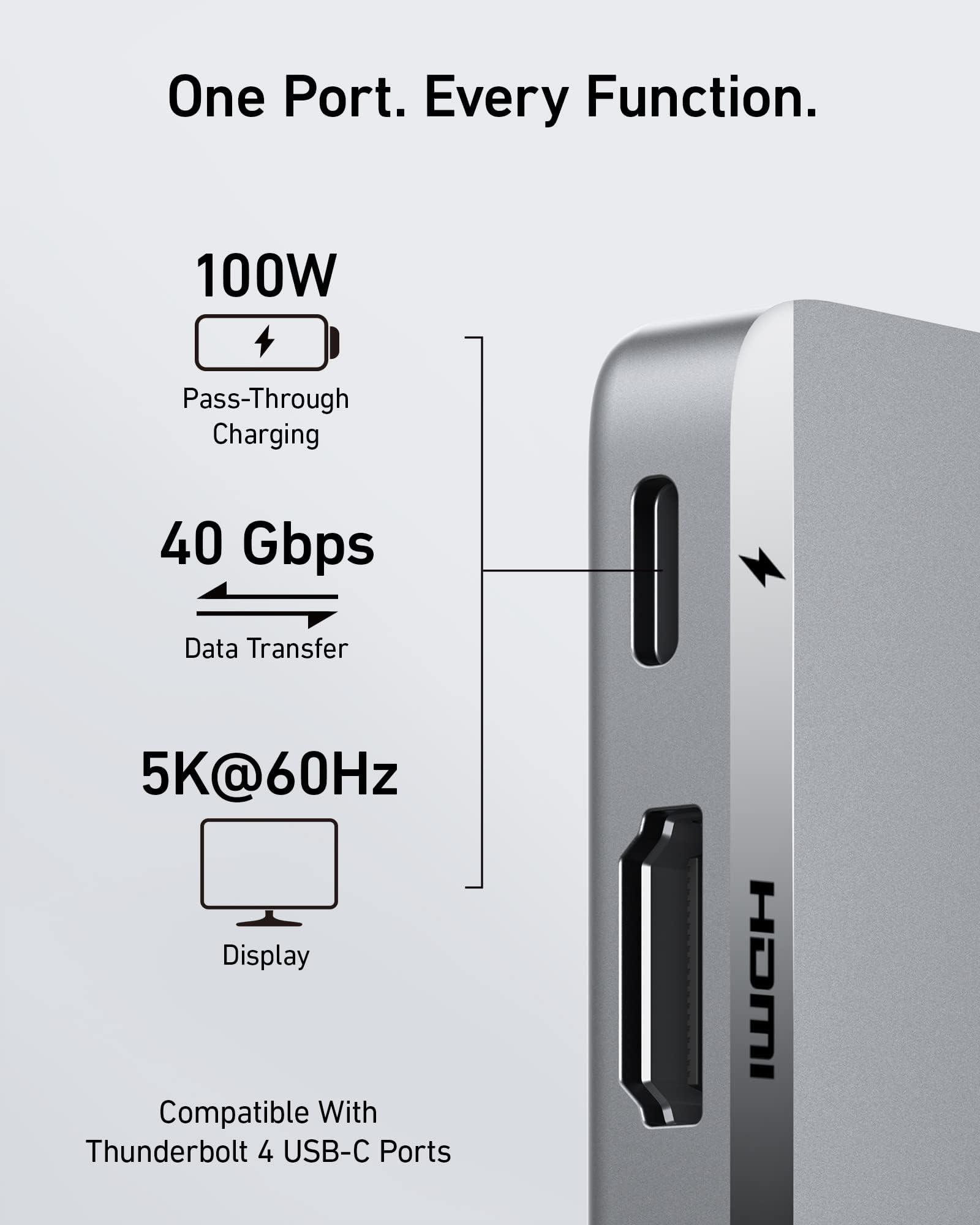 Anker USB C Hub for MacBook, 7-in-2 with 4K HDMI, Compatible with Thunderbolt 4, 1 Type C and 2 USB A Data Ports for MacBookPro 13 Inch, MacBookAir M1 / M2, and More - Image 3