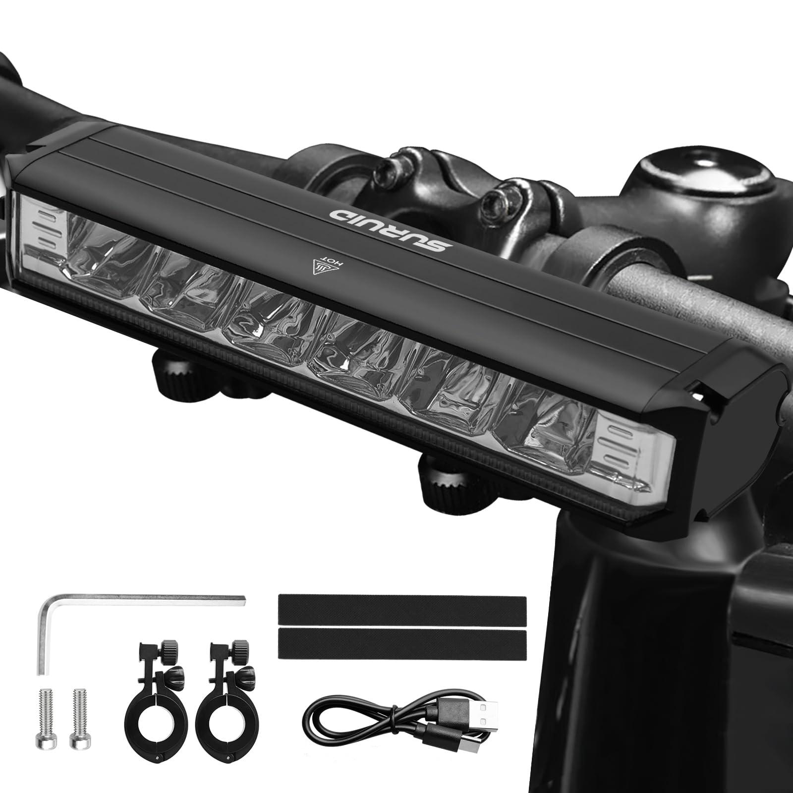 Suruid Super Bright LED Bike Light, USB Rechargeable Bicycle Headlight, Waterproof Bike Headlight, Waterproof Bike Headlight,Daytime Running Light,MTB Off-Road Cycling Commuting
