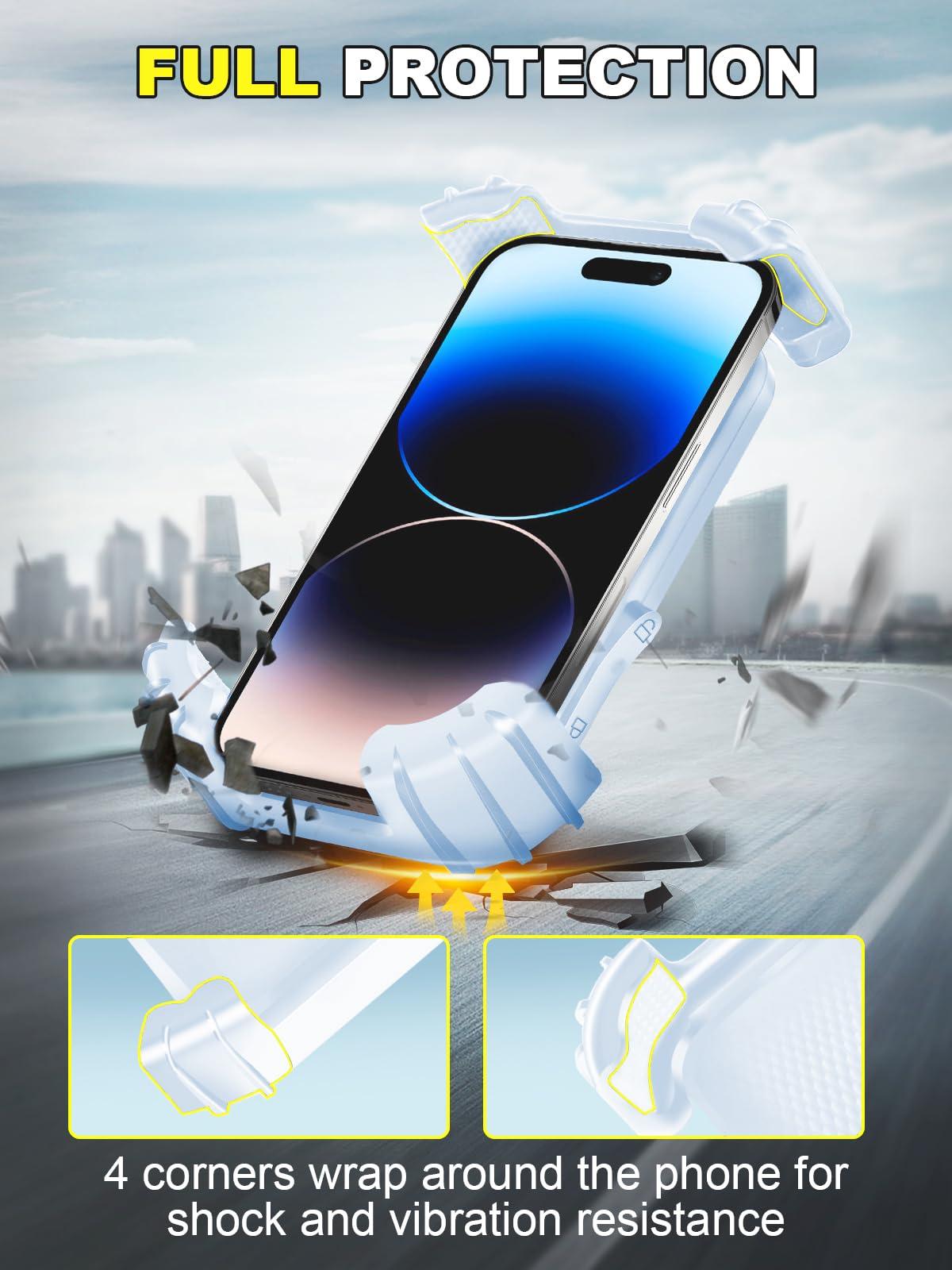 CRUIHOG Bicycle Cell Phone Holder,Handlebar Motorcyle Bike Phone Holder,Handlebar Phone Clamp,1s Lock & Ultra-Stable,Silicone Wrapped Phone Mount,Phone Stand for E-Bike,Scooter,Stroller,ATV - Image 3