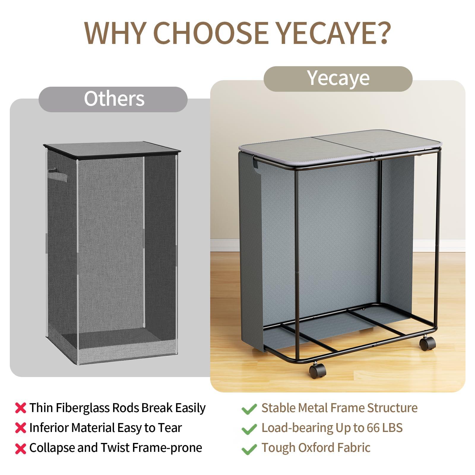 Yecaye 150L Laundry Hamper with Wheels, Rolling Laundry Basket with Lid and 2 Removable Laundry Bag, Large Capacity 2 Section Clothes Hampers for Laundry Room, Bedroom, Bathroom, Dorm, Grey - Image 6
