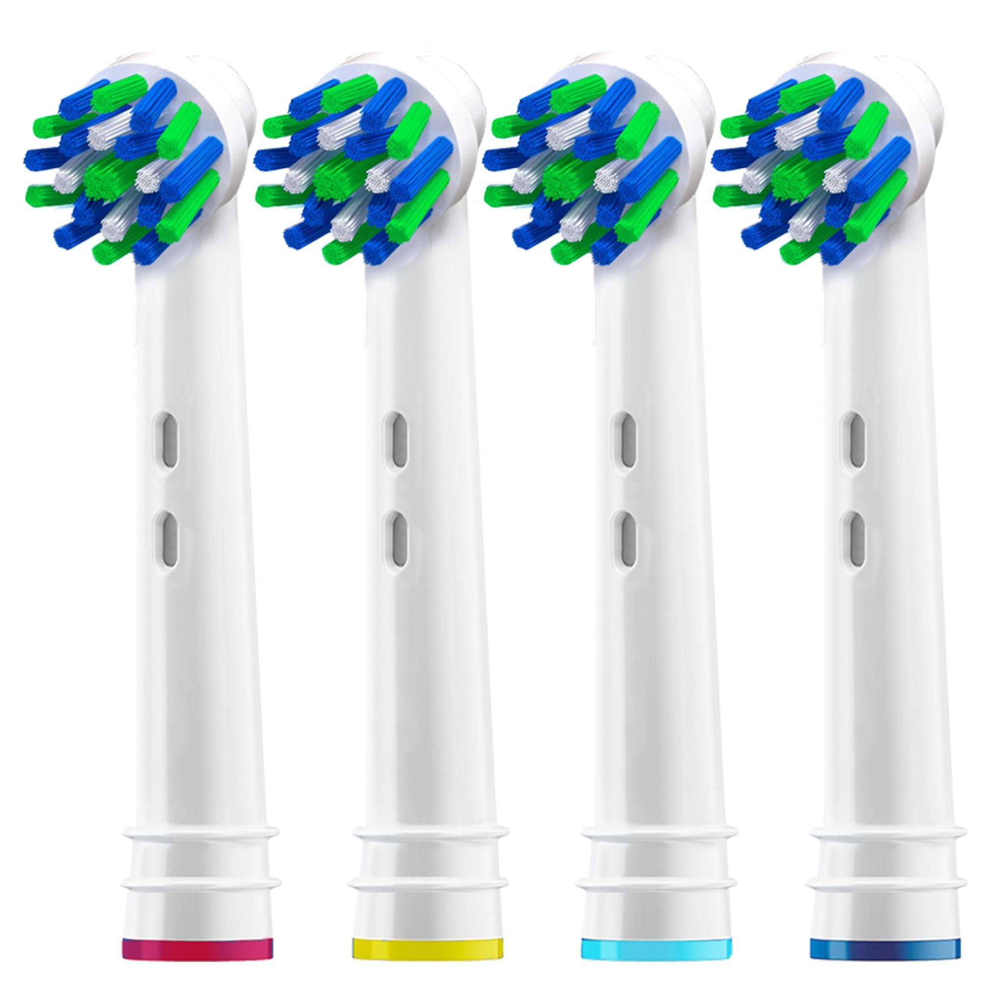 Replacement Brush Heads for Oral B- Pack of 4 Cross Generic Electric Toothbrush Heads for Oralb Braun- Crossact Toothbrushes Compatible with Most Oral-B Bases- Quality Action Bristles