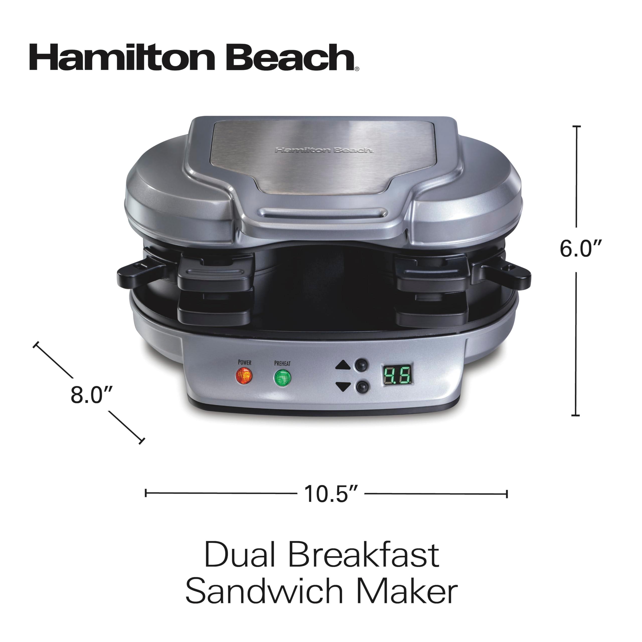 Hamilton Beach Dual Breakfast Sandwich Maker with Timer, Silver (25490A) - Image 2