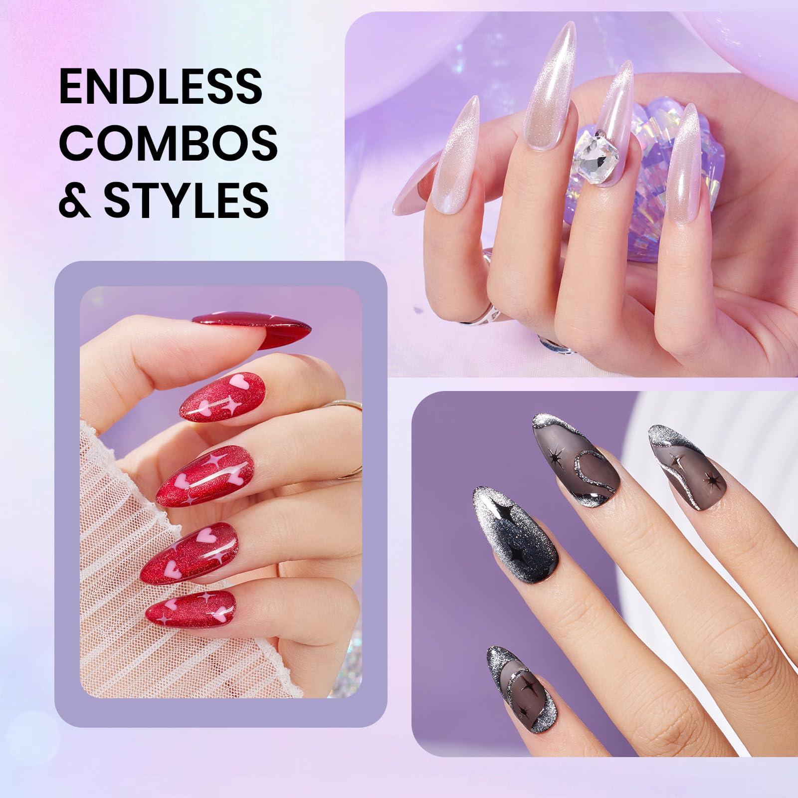 Beetles Cat Eye Gel Nail Polish - 15ml Silver Shimmer Gel Polish with Magnet Soak Off UV LED Nail Lamp Velvet Nail Polish Nail Art Salon DIY Home Manicure Gift for Women - Image 4