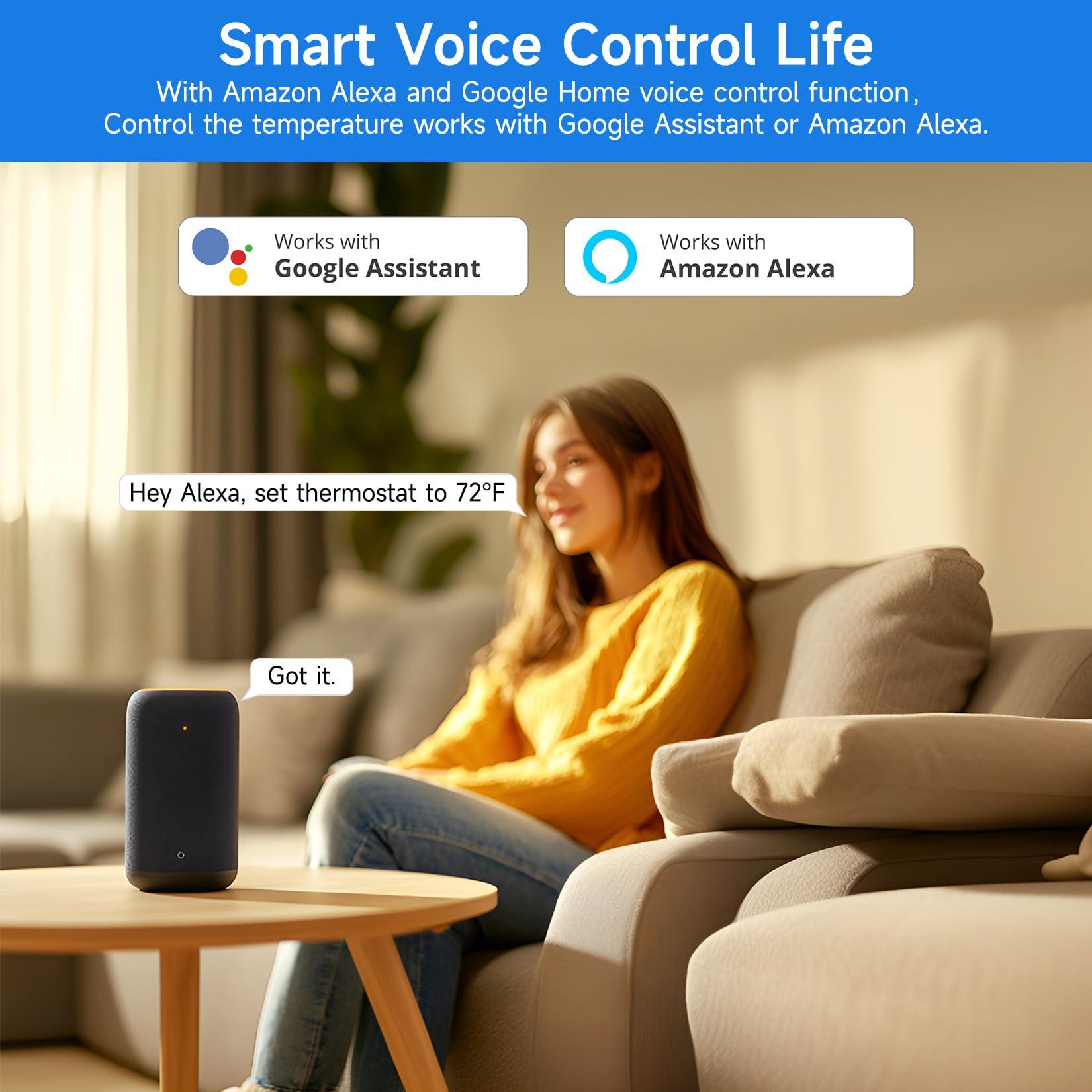 Smart Thermostat for House, WiFi Programmable Thermostat Compatible with Alexa and Google Assistant, Remote Control Tuya/Smart Life, C-Wire Required, Energy Saving - Image 6