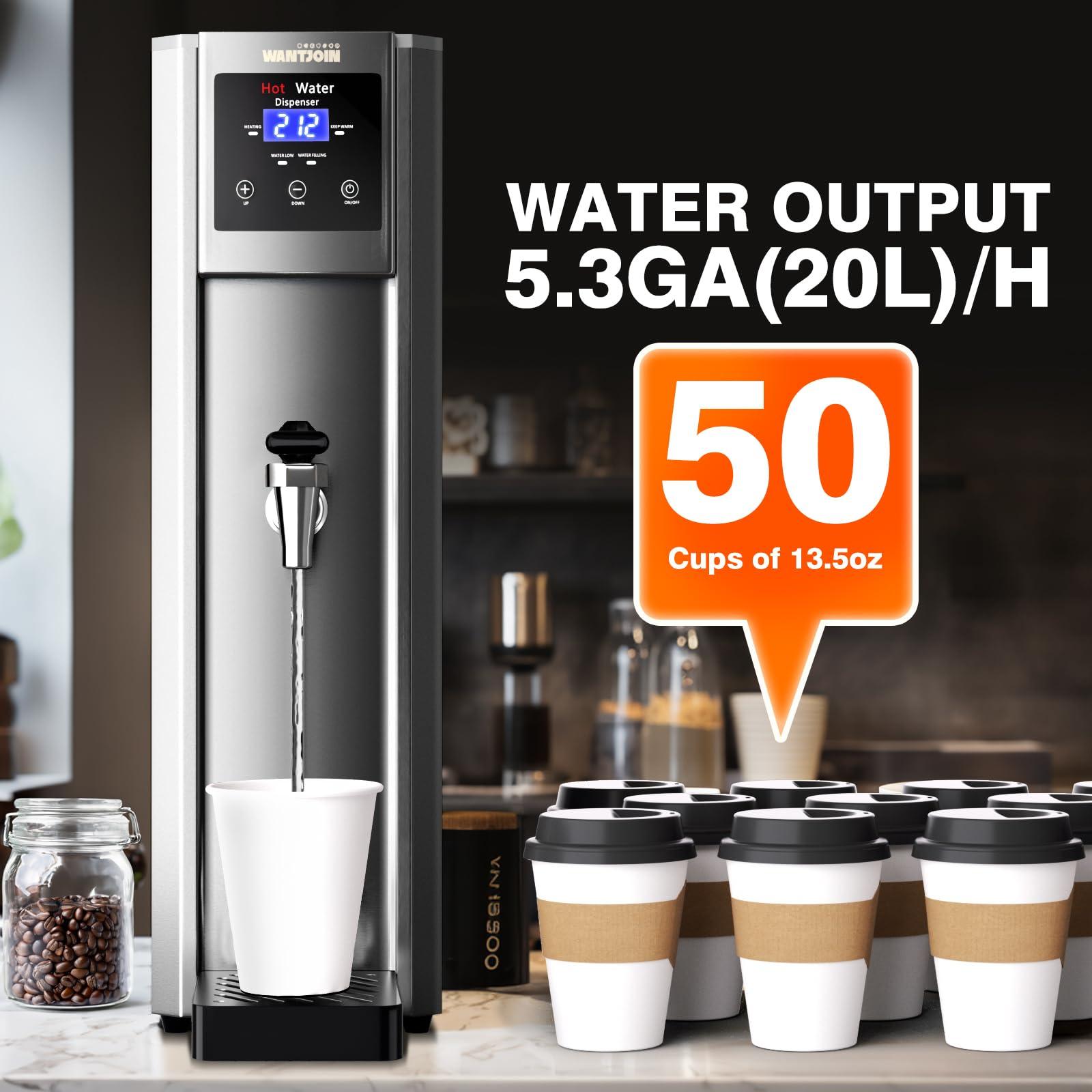 WantJoin Hot Water Dispenser Commercial Water Boiler 20L(5.2GAL)/Hour Step-Heating Electric Countertop Water Dispenser Automatic Temperature Control 32°F-212°F, for Boba Tea Coffee Shop Office 1800W - Image 4