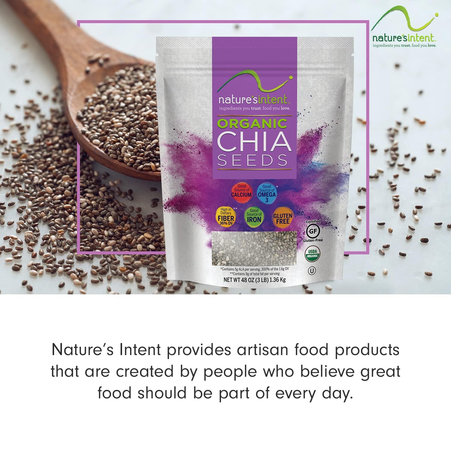 Nature's Intent Organic Chia Seeds - 3lb Bag - USDA Organic, Non-GMO, Vegan, Gluten-Free, Kosher, Keto & Paleo - Good Source of Calcium, Omega 3 and Iron - for Salads, Yogurt & Smoothies - Image 7