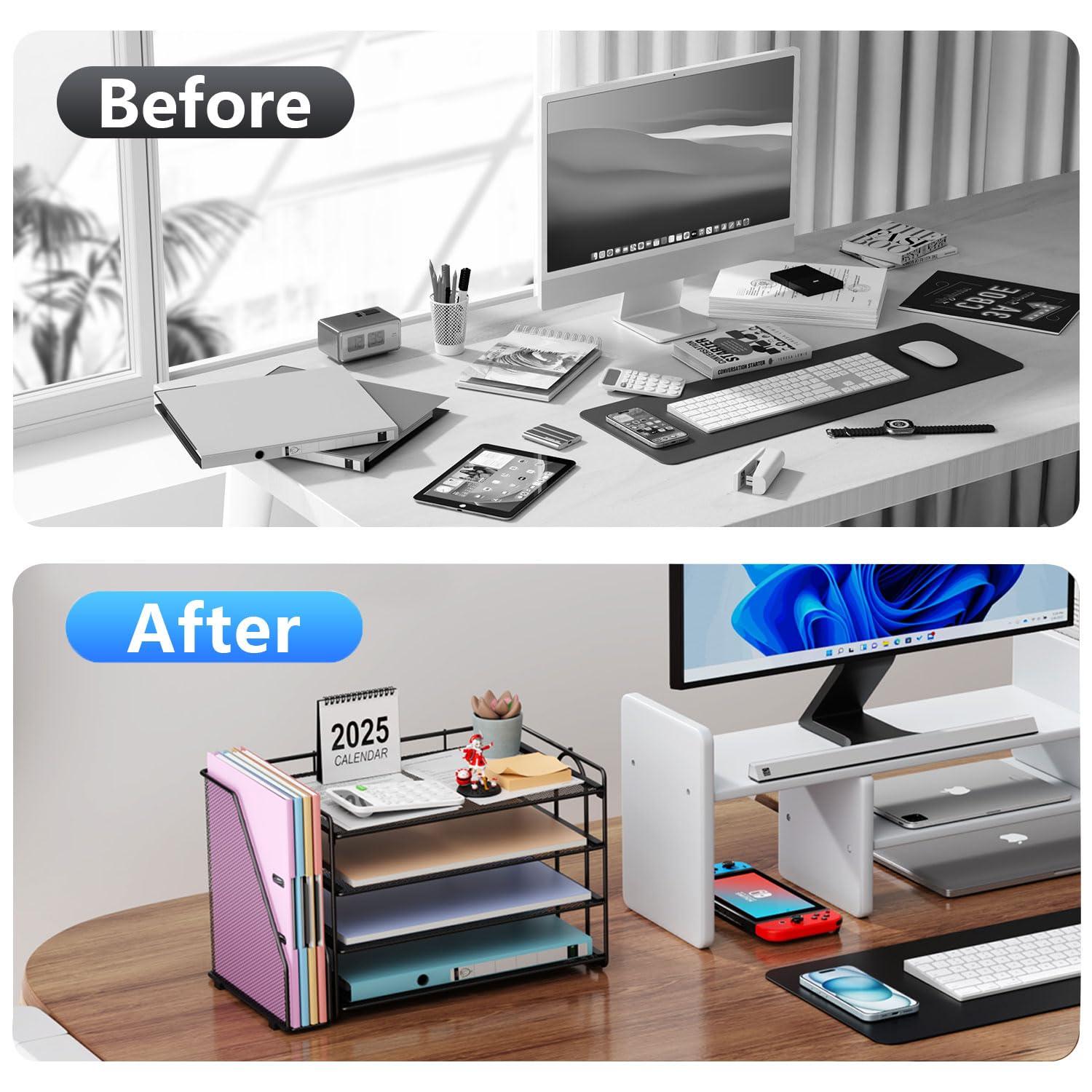 gianotter 4-Tier Paper Organizer with Magazine Holder, Desk Organizers and Accessories, Desk Accessories & Workspace Organizers, File Organizer for Office Supplies Storag (Black) - Image 4
