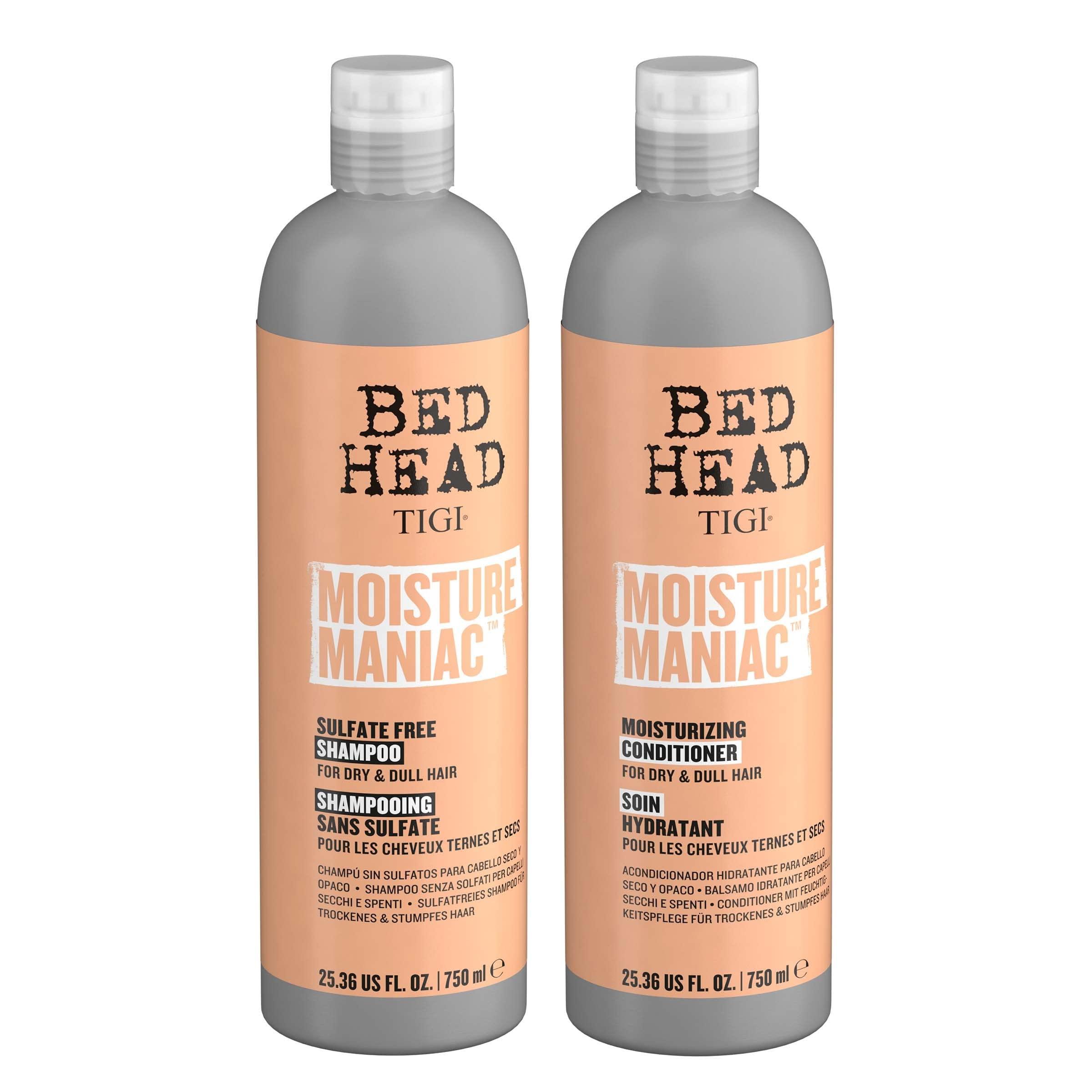 Bed Head by TIGI Sulfate Free Shampoo and Conditioner Set for Dry Hair, Moisture Maniac Hair Care with Argan Oil, 25.36 fl oz, 2 pack - Image 2