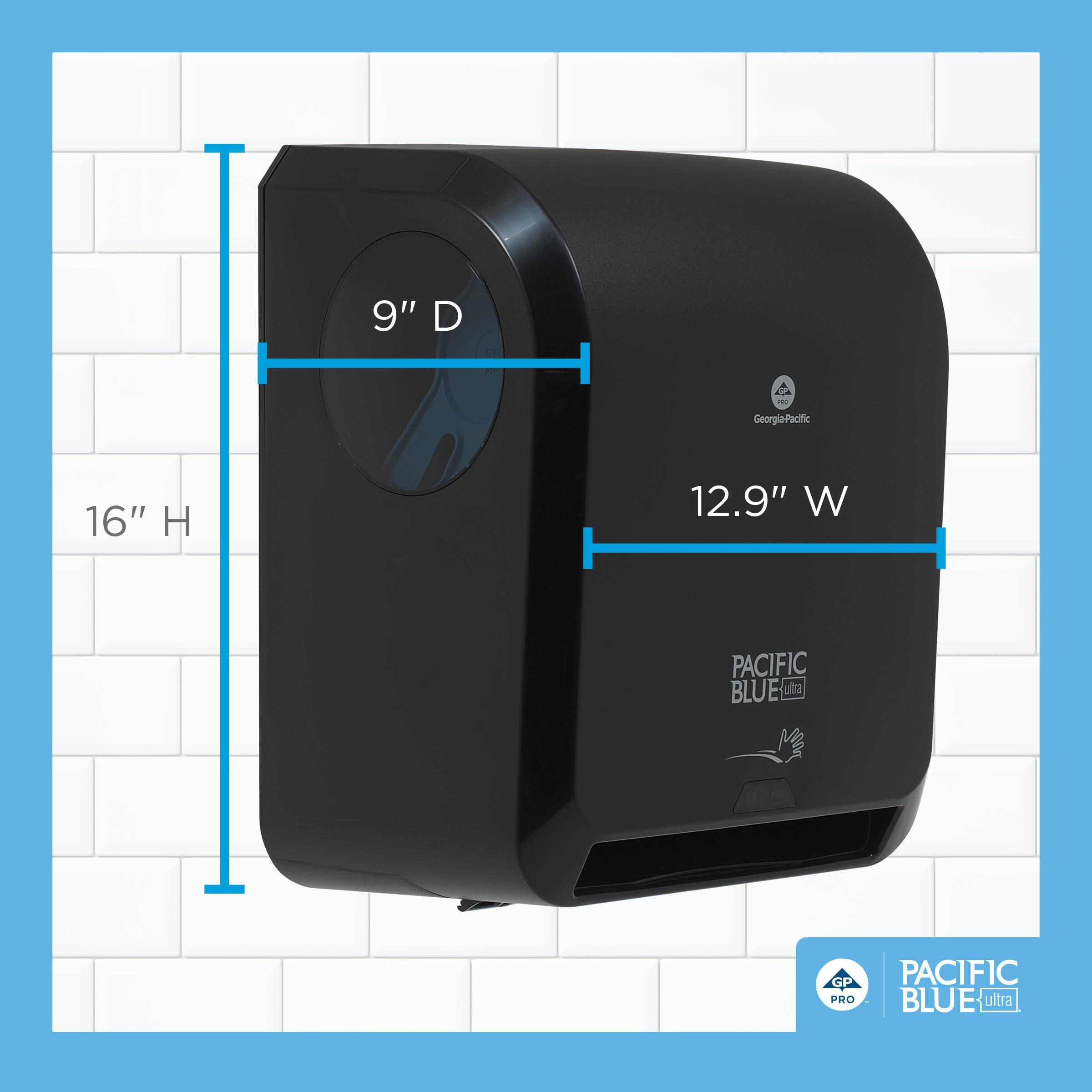 Pacific Blue Ultra 8" High-Capacity Automated Touchless Paper Towel Dispenser by GP PRO (Georgia-Pacific); Black; 59590; 12.9" W x 9" D x 16" H; 1 Dispenser - Image 4