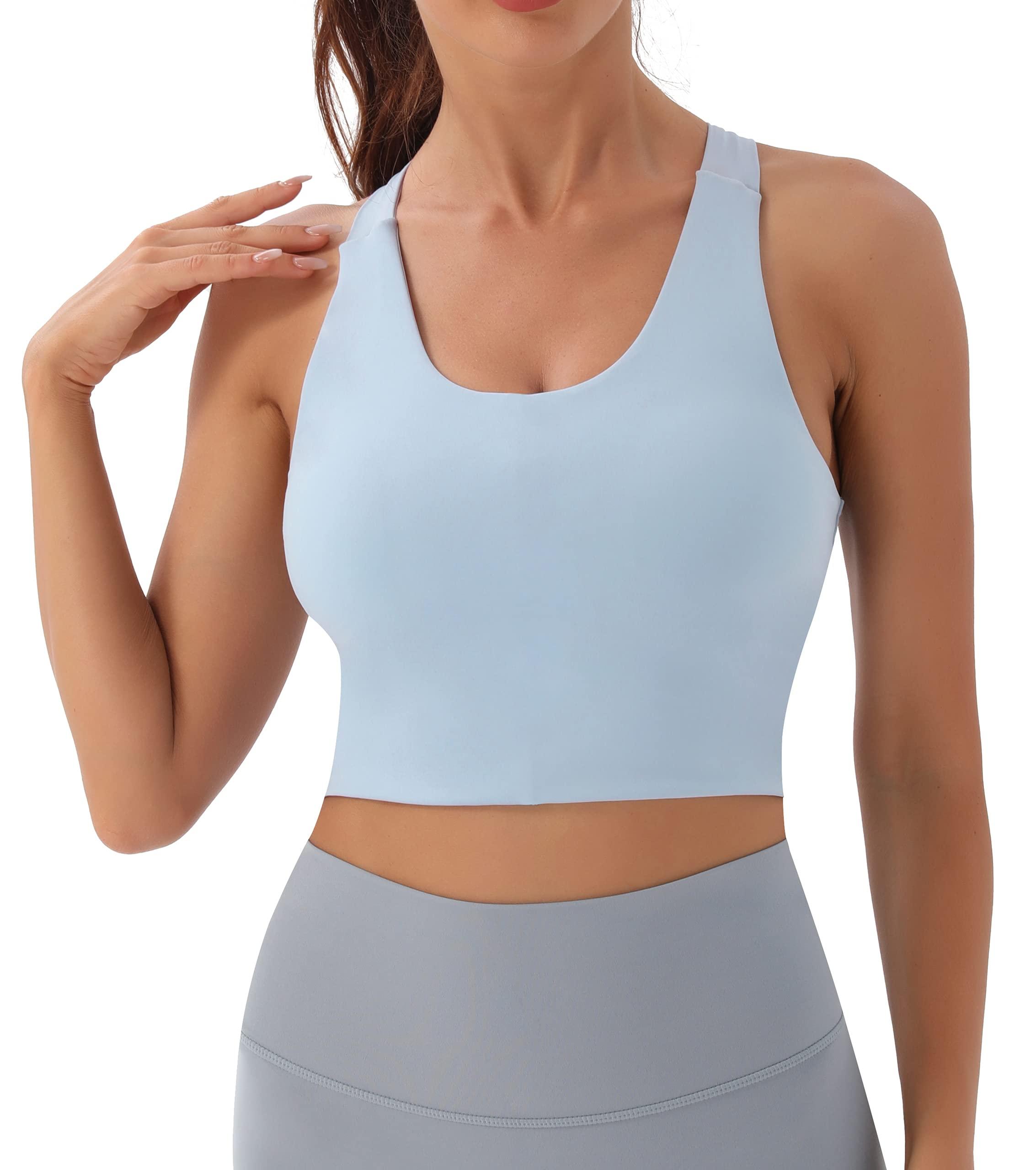 Sports Bras for Women Criss-Cross Back Padded Workout Tank Tops Medium Support Crop Tops for Women - Image 2