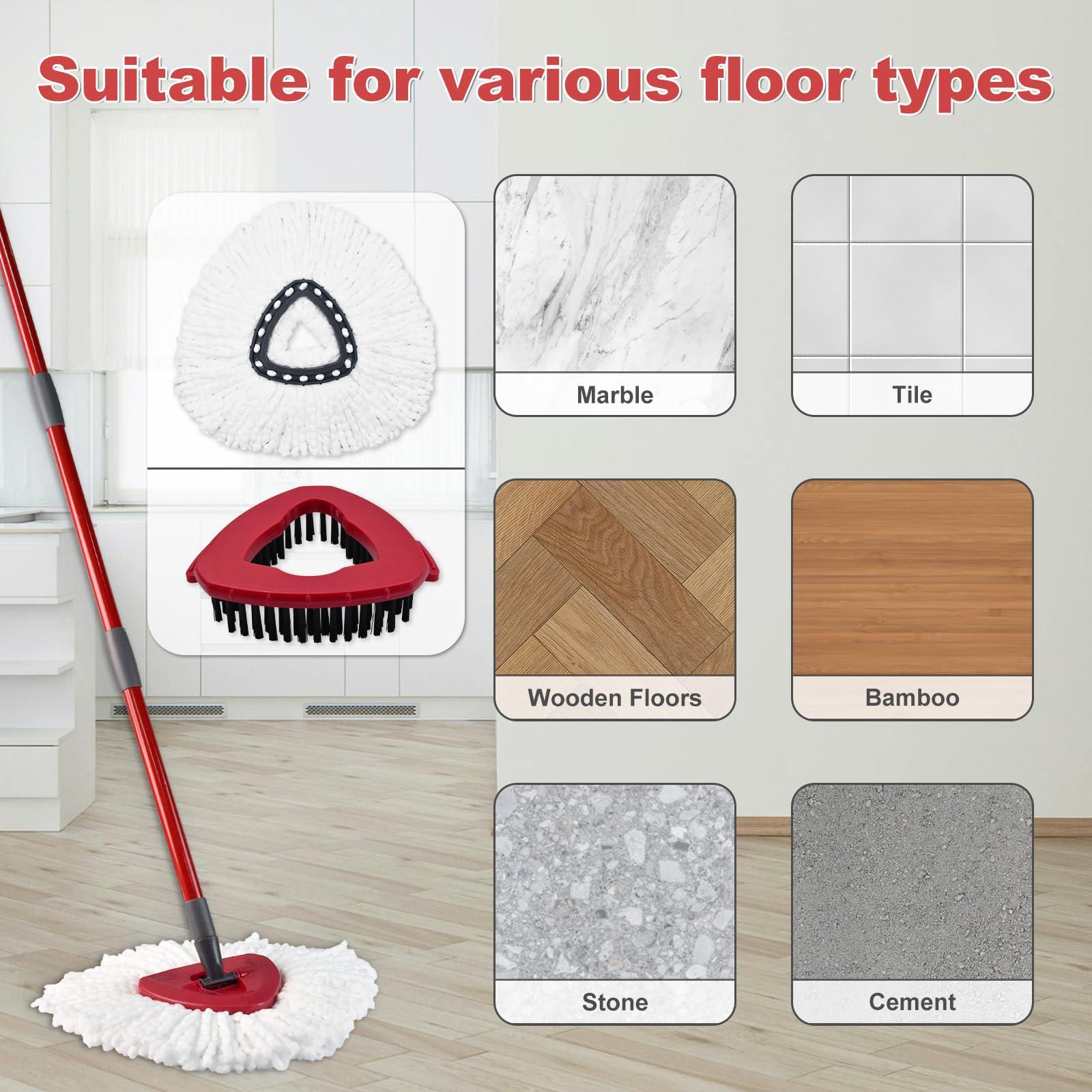 Mop Replacement for Ocedar, Spin Mop Replacement Mop, Mop Replacements for O Cedar Include Mop Handle, 2 Mop Heads Replacements, 1 Scrubber Mop Head, 1 Base for Ocedar Spin Mop - Image 7