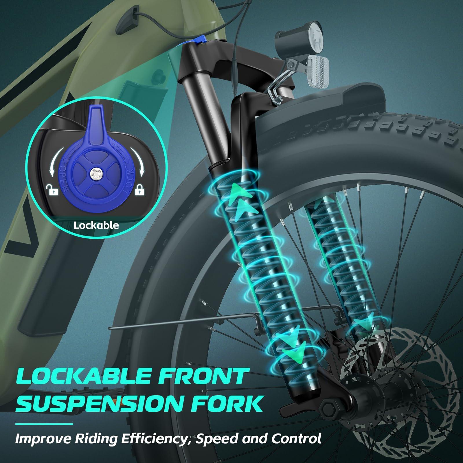 Vivi ACE01 Electric Bike for Adults, 26" x 4.0 Fat Tire Ebike, 1475W Peak Motor Torque Sensor Electric Mountain Bike, 25MPH Electric Bicycle with 48V 15AH Battery, Hydraulic Brake, UL 2849 Certified - Image 8