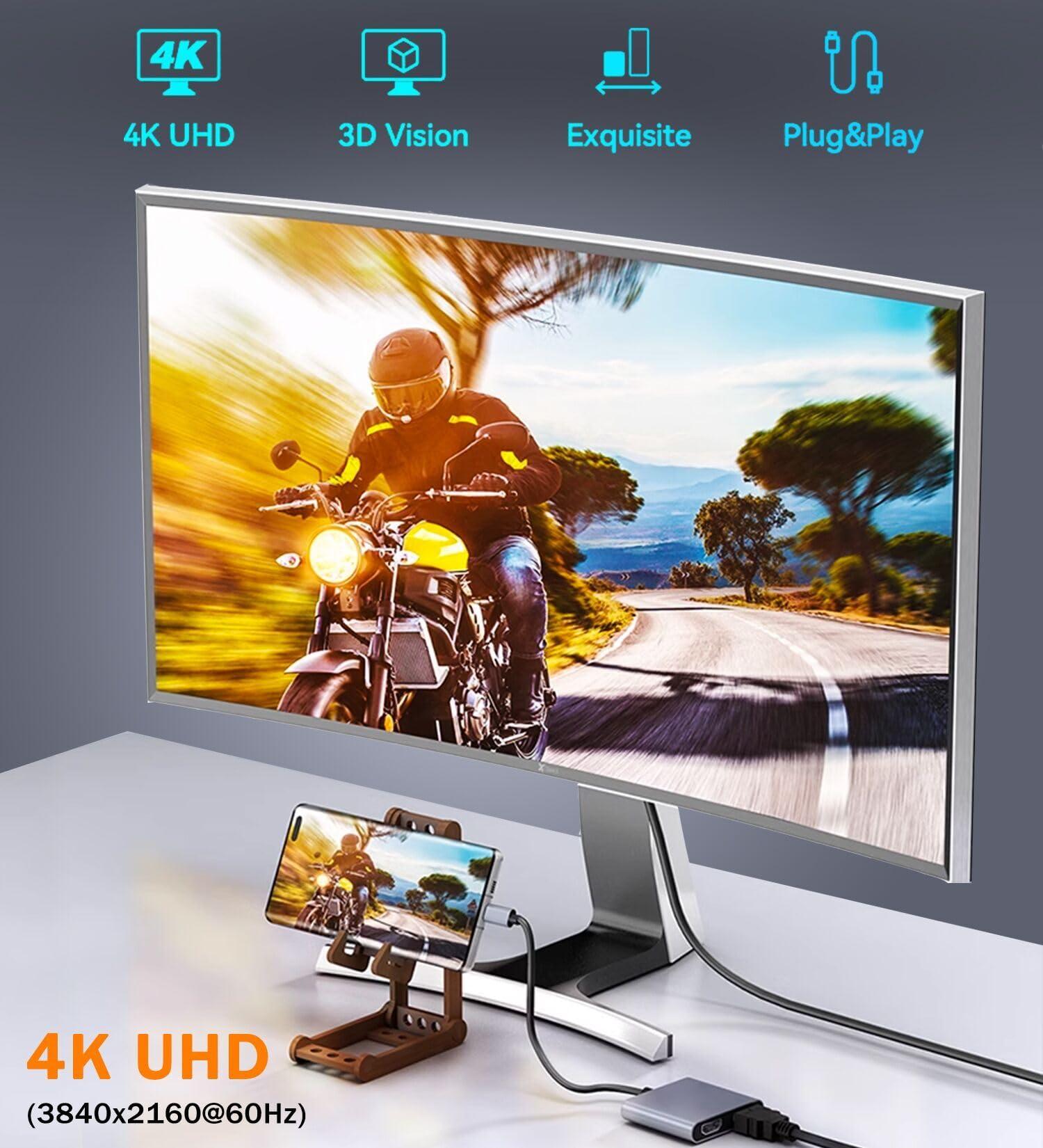 VIENON USB C to Dual HDMI Adapter 4K@60hz, Type C to HDMI Splitter for 2 Monitors, USB C Hub Extend Display for MacBook Air/Pro, XPS, More Laptops with Thunderbolt 3/4 Ports - Image 6