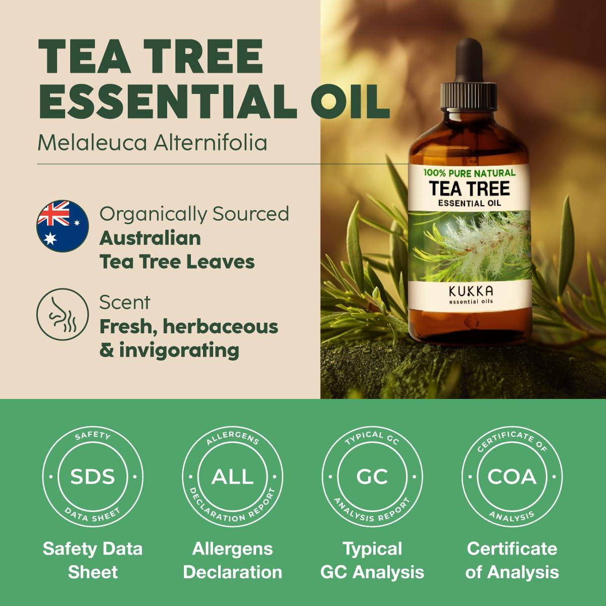 KUKKA essential oils 100% Pure & Natural Tea Tree Oil for Skin, Hair, Toenails, Aromatherapy, & Soap Making Scent (4 fl oz/118 ml) - Image 6