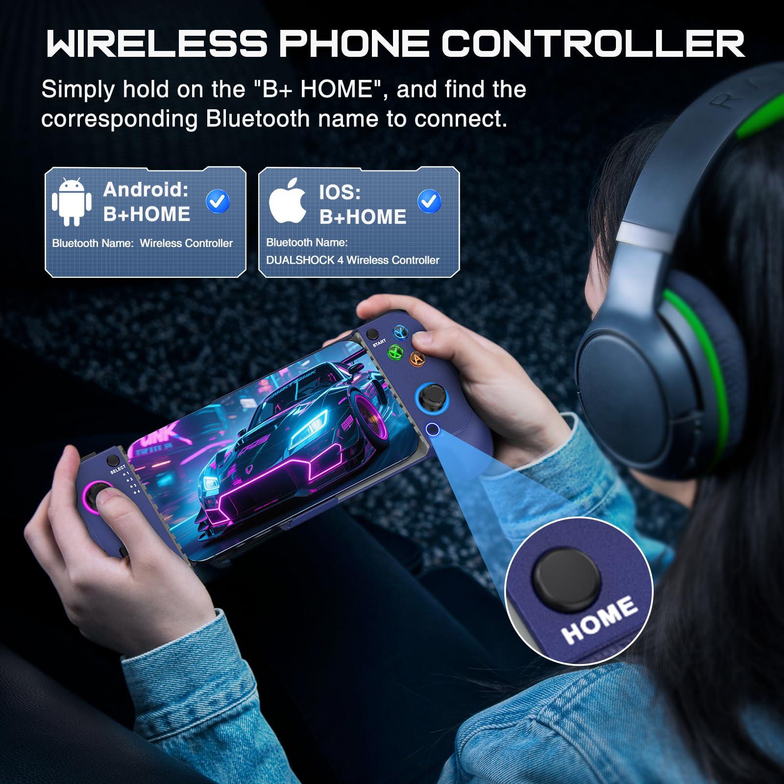 Mobile Game Controller for iPhone/Android, Wireless Phone Controller Support Phone Case, Gaming Controller with Hall Joystick Suitable for Xbox Game Pass, Steam Link, Roblox, Call of Duty & More, Blue - Image 3