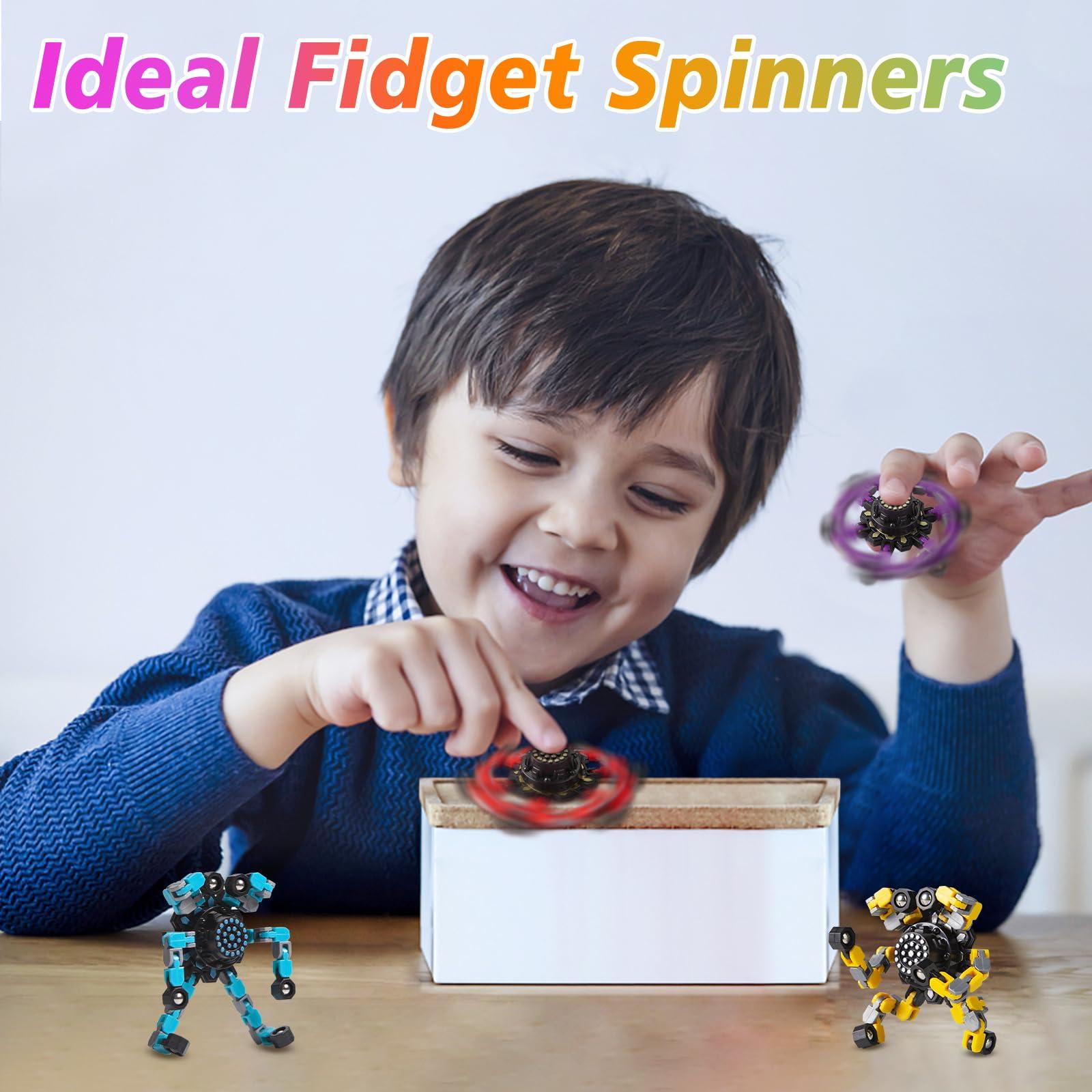Gokeey Transformable Fidget Spinners 4 Pcs for Kids and Adults Stress Relief Sensory Toys for Boys and Girls Fingertip Gyros for Party Favors Stocking Stuffers Bulk for Kids - Image 2
