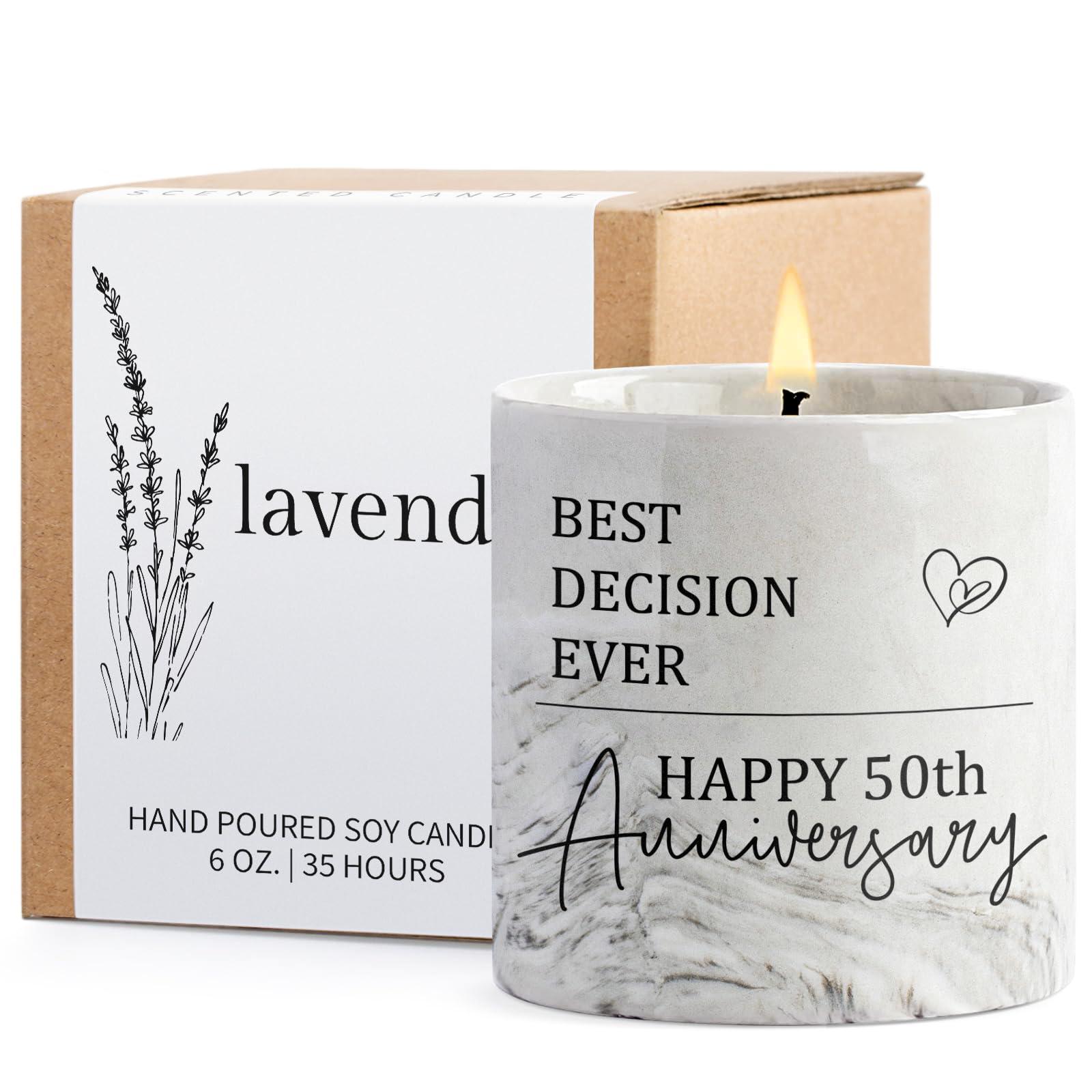 Cituarko 50th Anniversary Jar Candle - Lavender Scent, 6 oz, Modern, Purple, Indoor, Floral Theme, Long Burn Time - Image 1