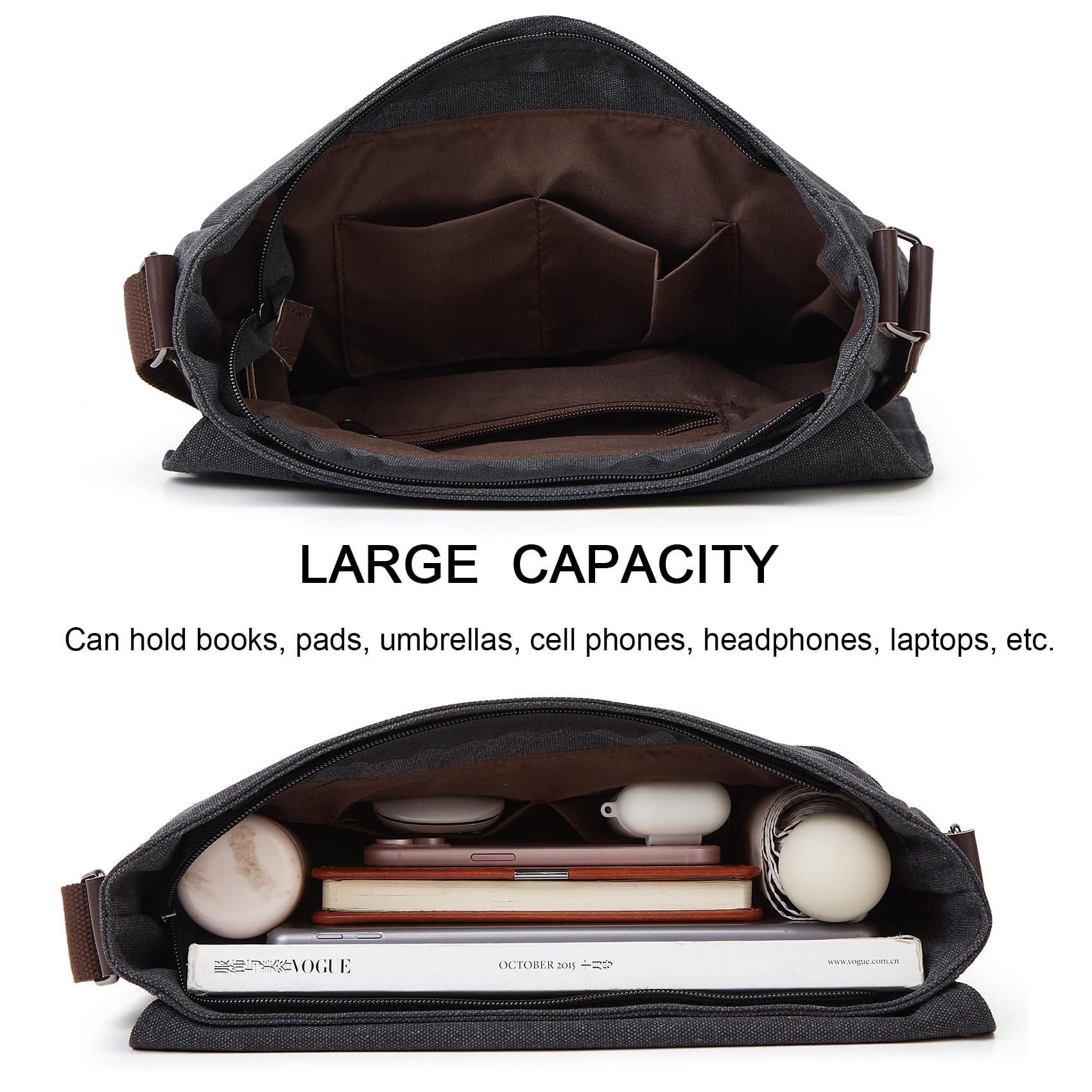 ZHIERNA Canvas Satchel Messenger Bag for Men Women, Vintage Shoulder Crossbody 13.3" Laptop Bag for Work Travel - Image 2