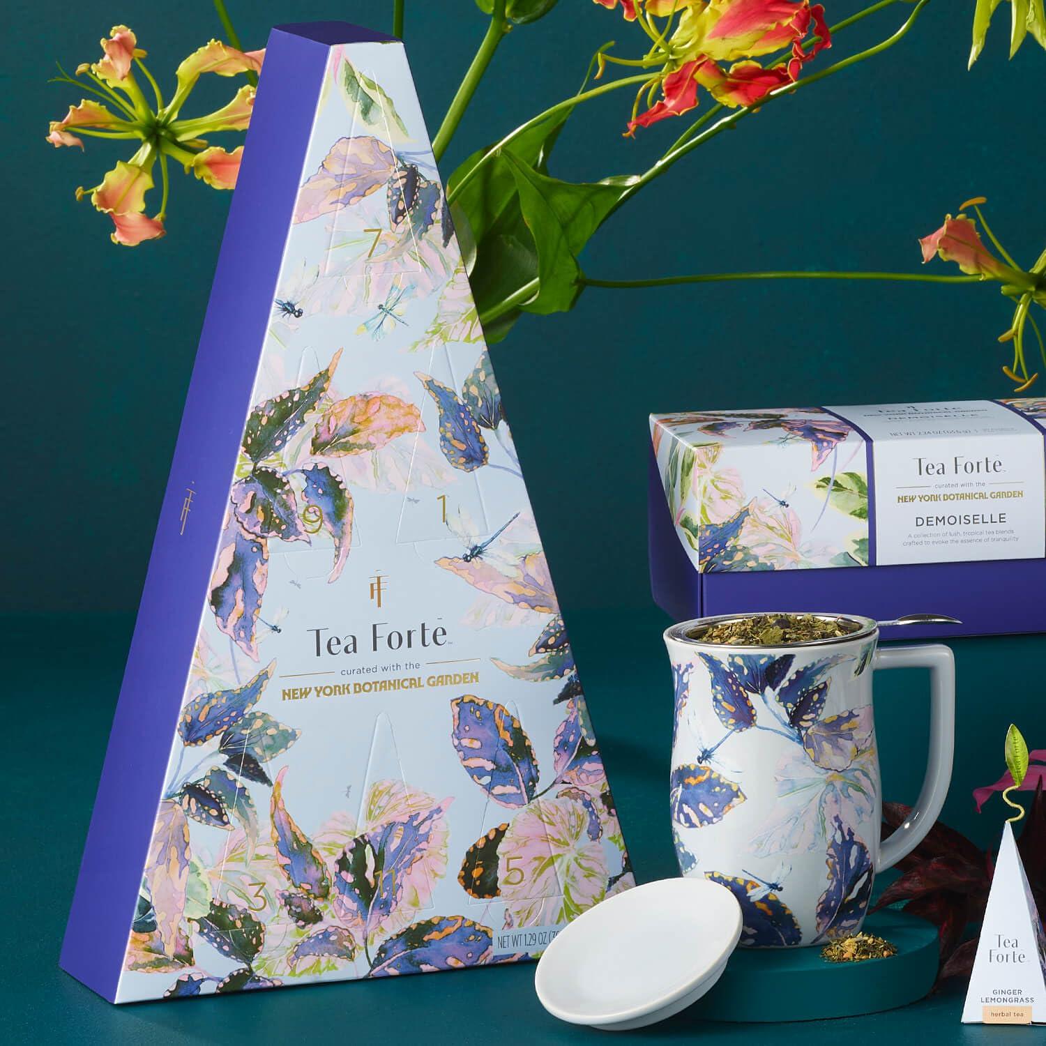 Tea Forte Demoiselle Premium Pyramid Tea Gift Set Sampler with Numbered Doors, 12 Count, 1 of each Variety Individually Wrapped Handcrafted Pyramid Infuser Tea Bags - Image 7
