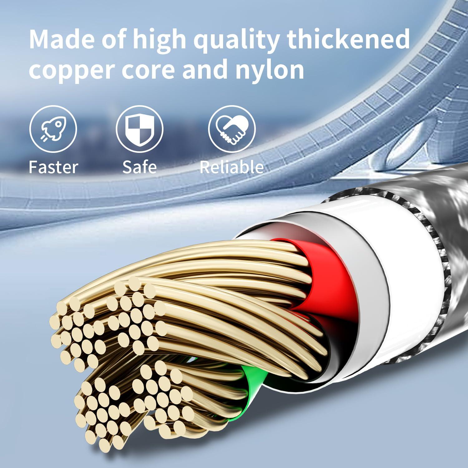Firsting Multi Charging Cable,(2Pack 4FT) 3 in 1 Charging Cable for Multiple Devices, Nylon Braided Universal Charger Phone Charger Cord with Type-C,Micro USB,IP Port for iPhone16/15 Series/Phone&Pad - Image 5