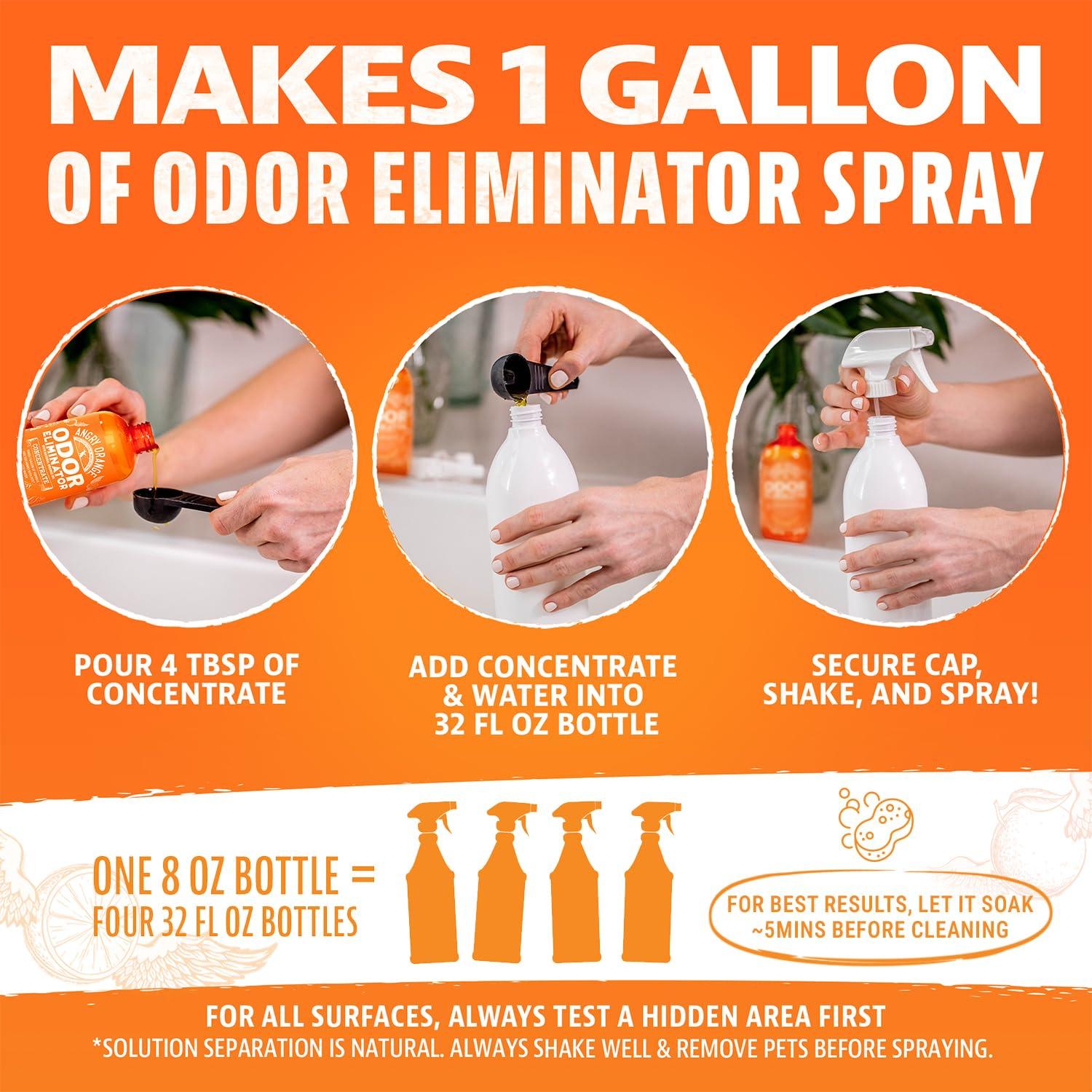 Angry Orange Pet Odor Eliminator for Home - 8oz Dog and Cat Pee Smell Remover for Carpet, Grass, Tile and Furniture - Citrus Concentrate, Makes 128oz of Liquid - Image 2
