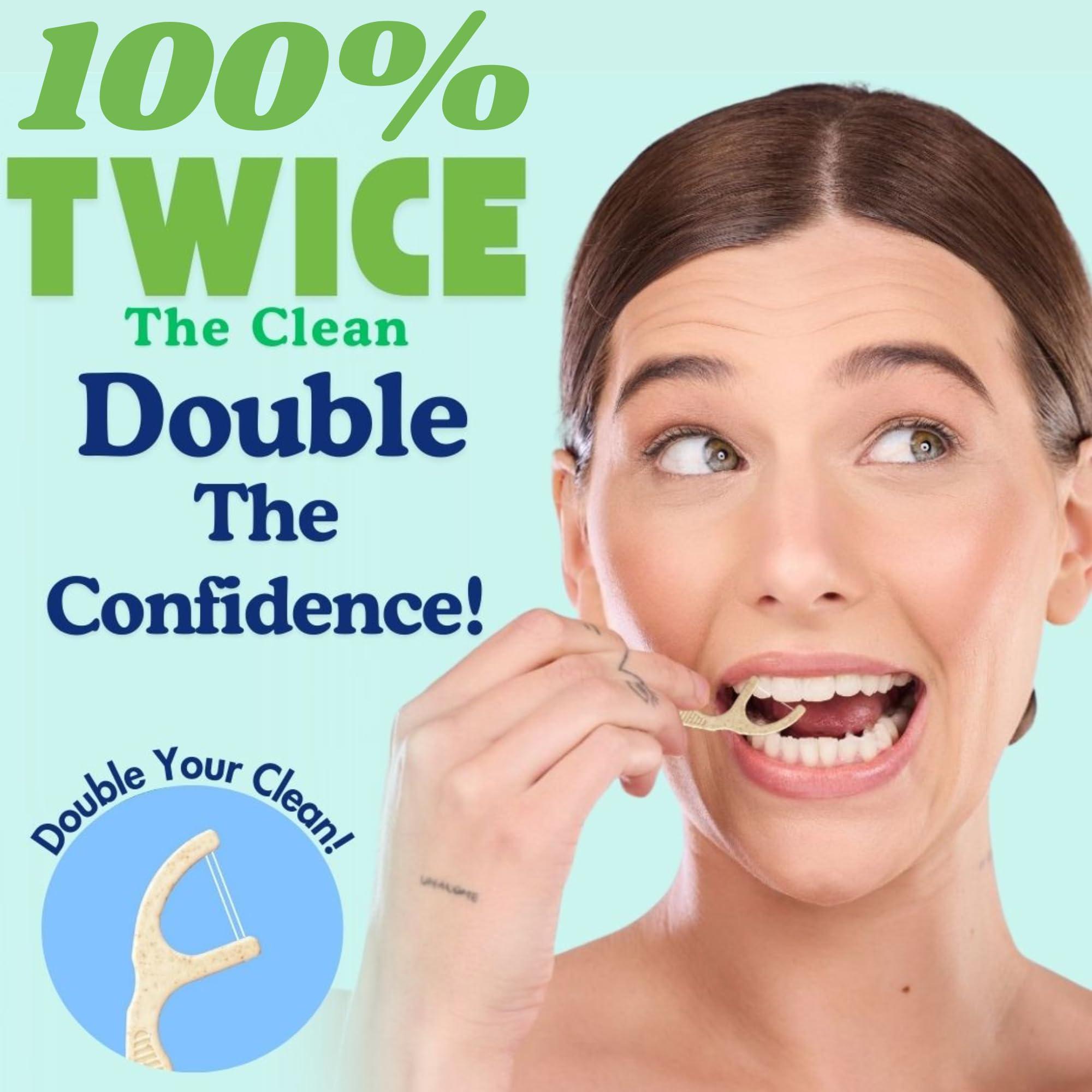 Twin Line Eco Floss Picks (220 Count) - Plant-Based Straw Wheat Floss Sticks with Travel Case | 2X More Effective Cleaning-Compostable Tooth Flossers, Thin & Shred Resistant Thread | - Image 5